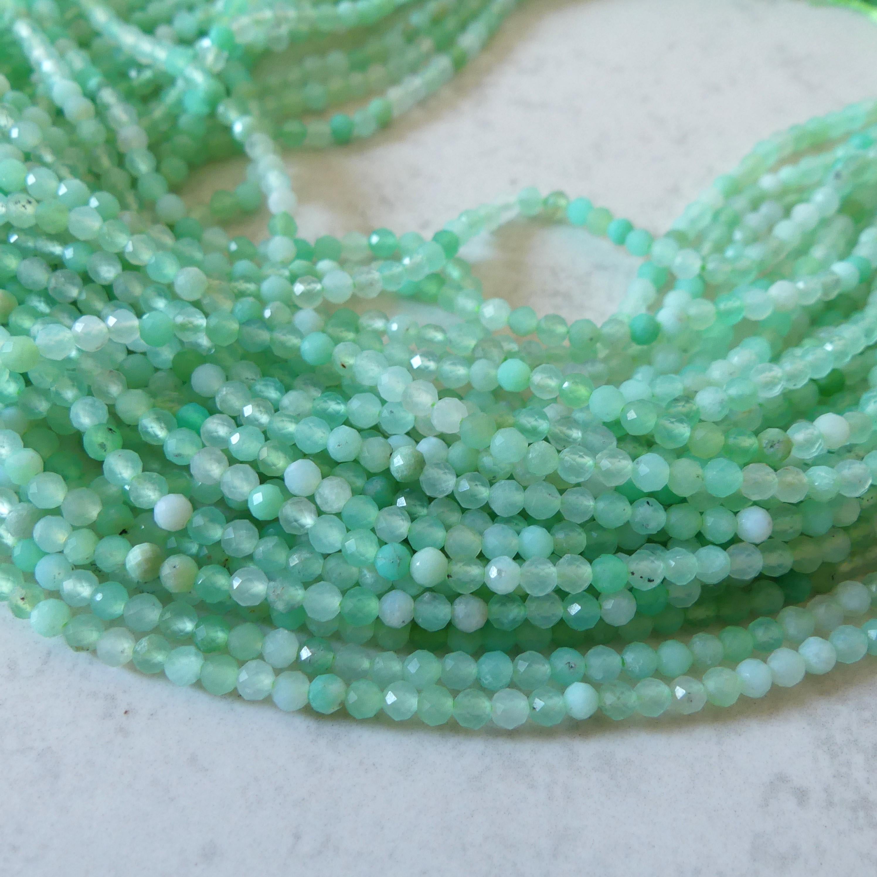 3mm Chrysoprase Faceted Beads 15" Mint Green Genuine Gemstone Beads for Jewelry Making Beading Craft Gift Beads