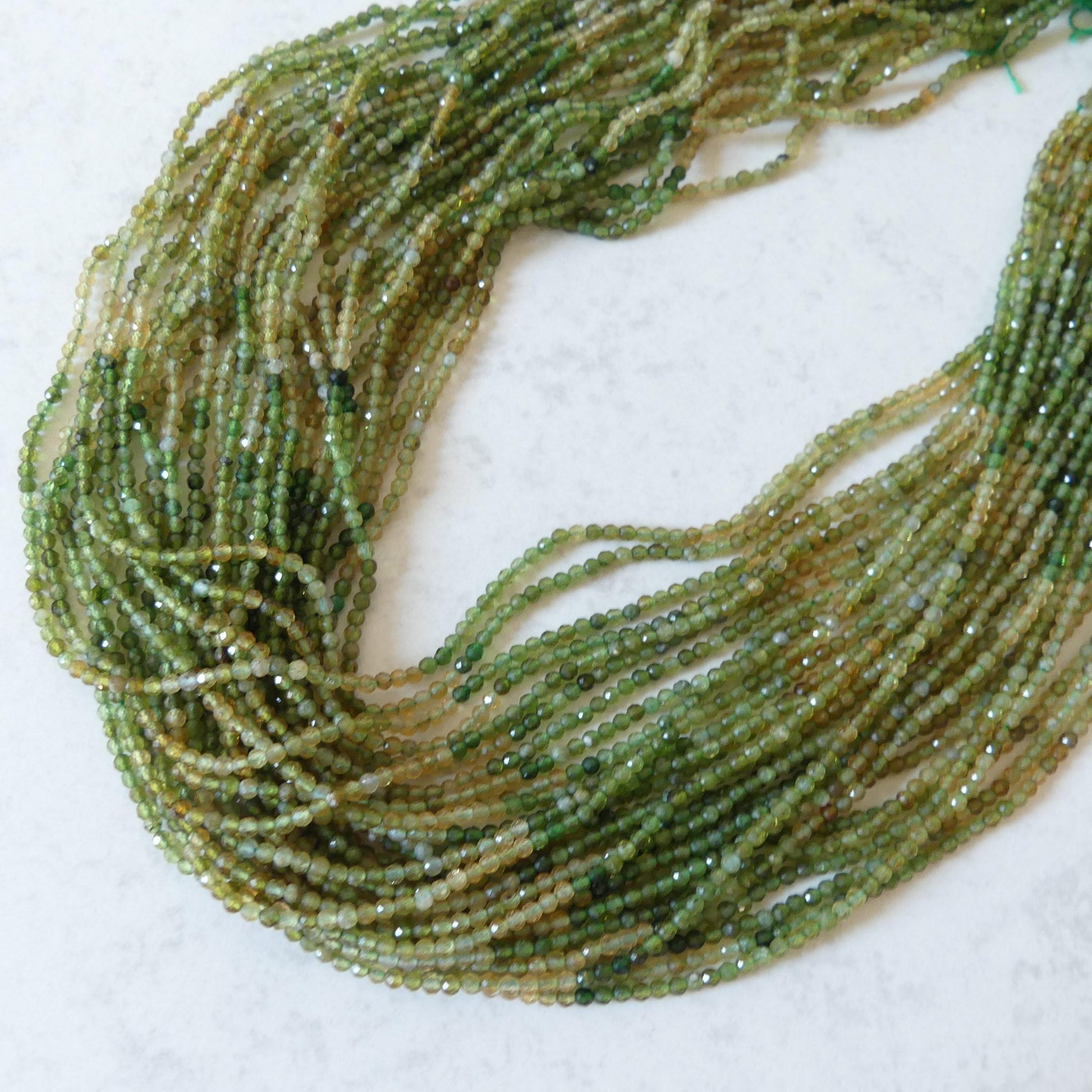 2mm Ombre Green Yellow Tourmaline Micro Faceted Beads 15" Sparkly Gemstone Beads for Jewelry Making Beading Gift Crafter October Birthstone