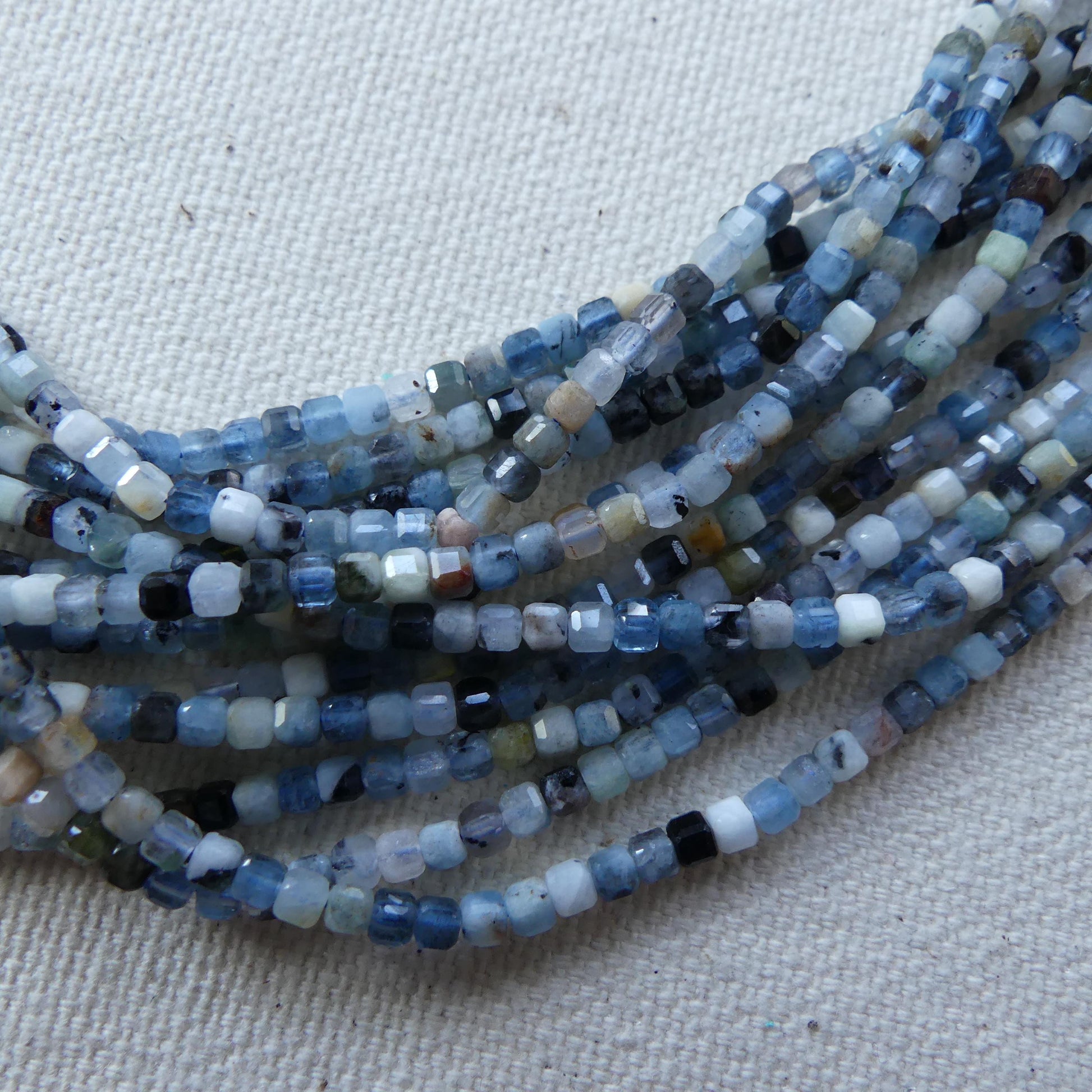 2mm Natural Aquamarine Cube Beads with Tourmaline 15" Genuine Gemstone Beads for Jewelry Making Beading Craft Gift Beads March Birthstone