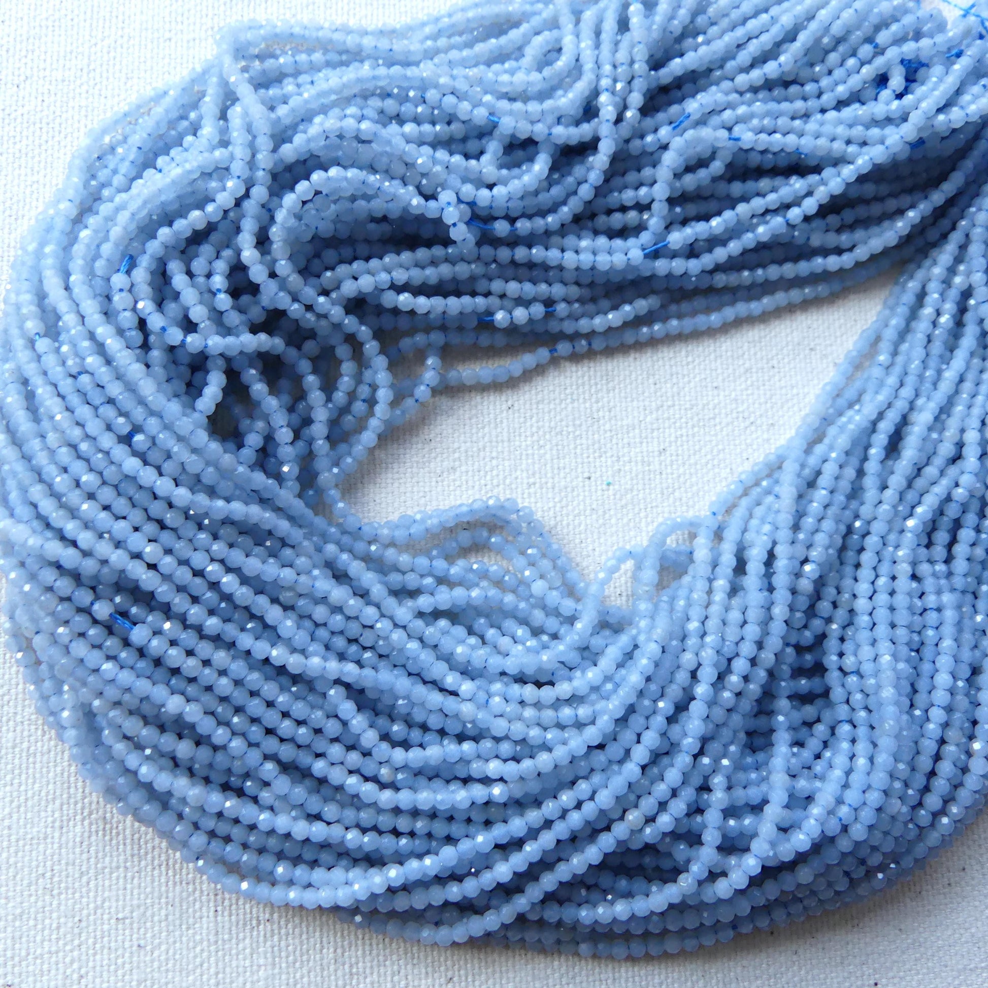 2mm Angelite Micro Faceted Beads Genuine Anhydrite Beads 15" Pale Blue Gemstone Beads Beading Crafter Gift DIY Jewelry Making