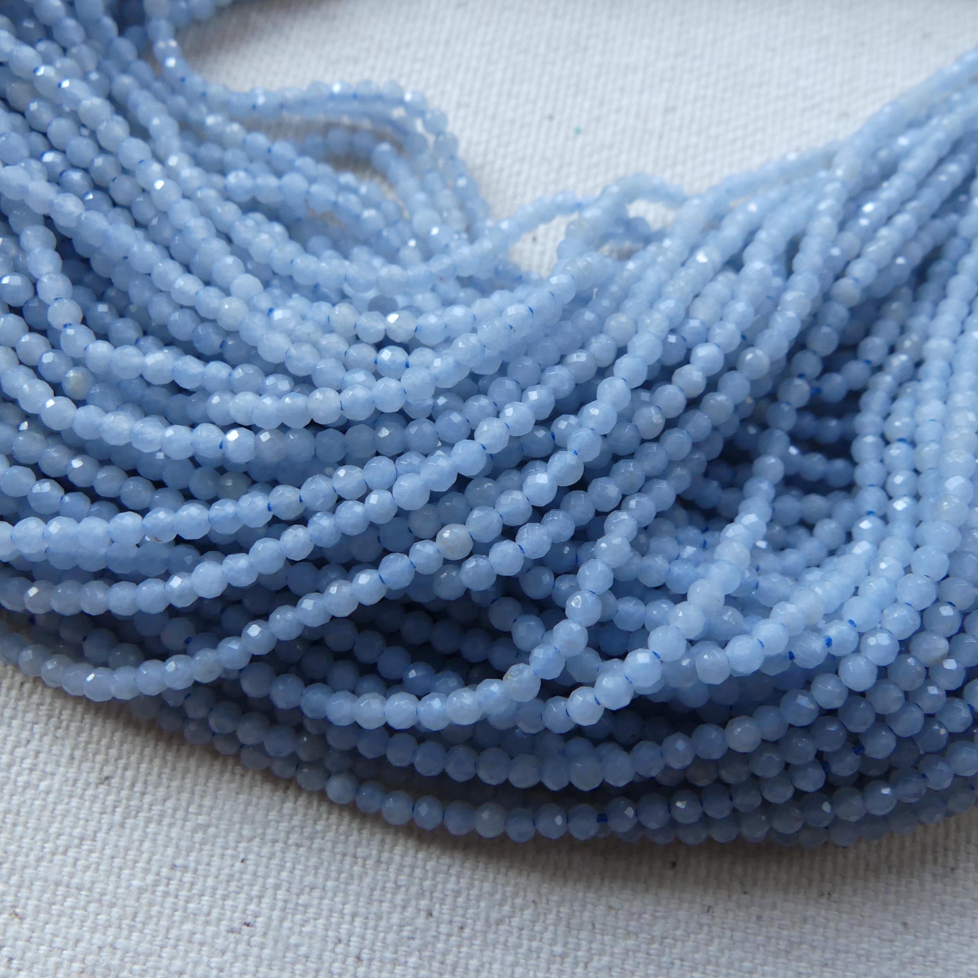 2mm Angelite Micro Faceted Beads Genuine Anhydrite Beads 15" Pale Blue Gemstone Beads Beading Crafter Gift DIY Jewelry Making
