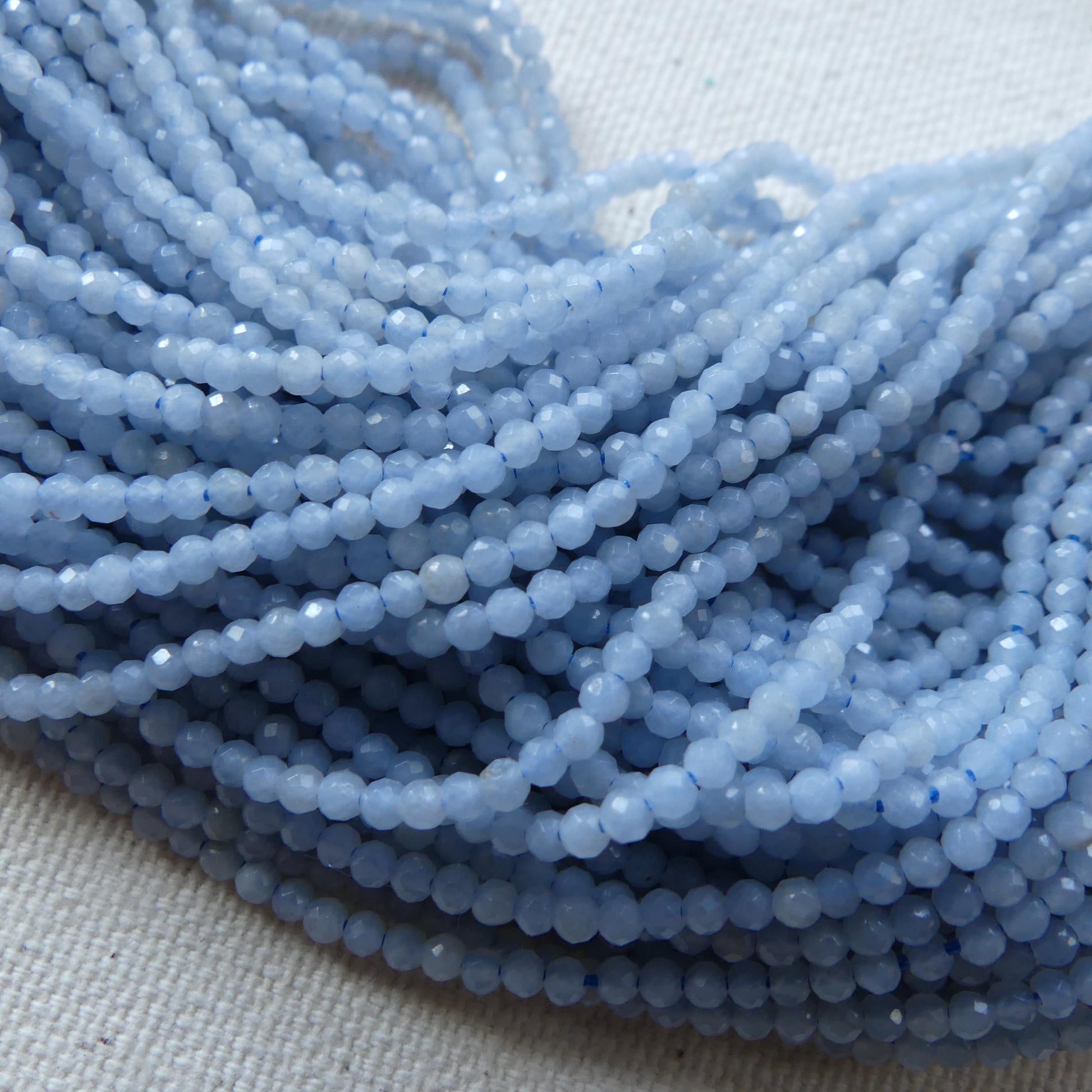 2mm Angelite Micro Faceted Beads Genuine Anhydrite Beads 15" Pale Blue Gemstone Beads Beading Crafter Gift DIY Jewelry Making