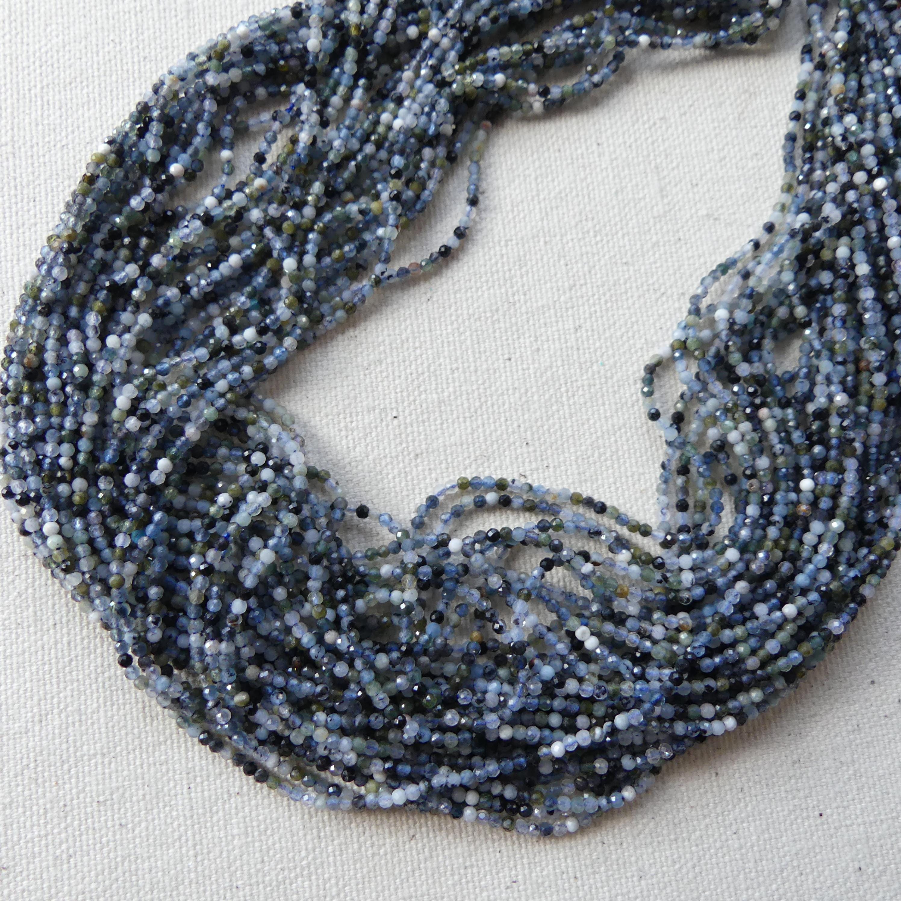 1.9mm Natural Aquamarine Beads with Tourmaline 15" Genuine Gemstone Beads for Jewelry Making Beading Craft Gift Beads March Birthstone