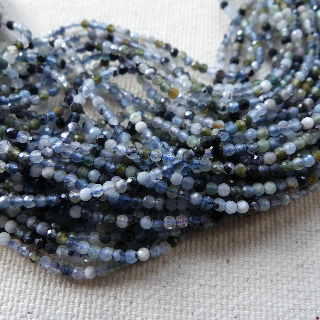 1.9mm Natural Aquamarine Beads with Tourmaline 15" Genuine Gemstone Beads for Jewelry Making Beading Craft Gift Beads March Birthstone