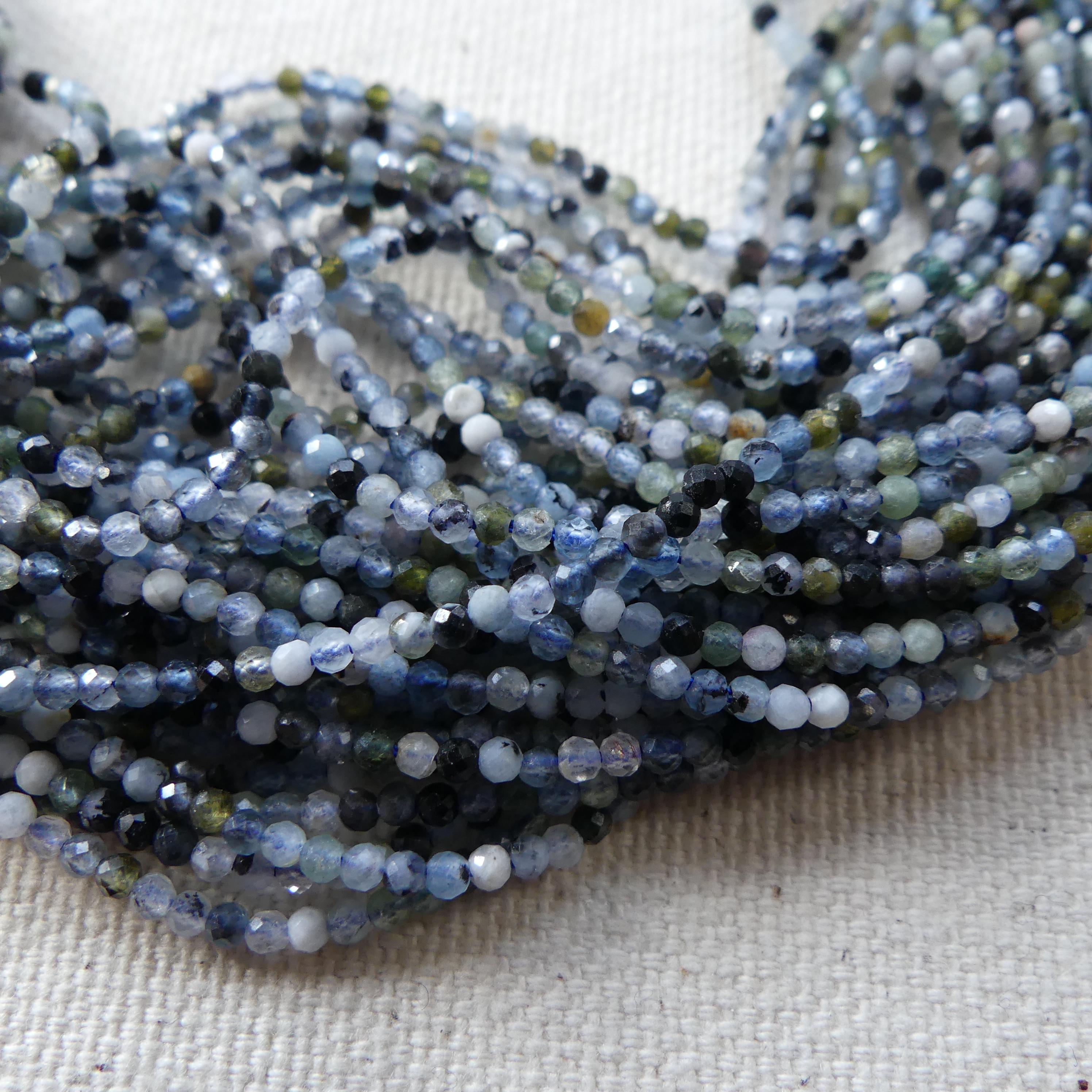 1.9mm Natural Aquamarine Beads with Tourmaline 15" Genuine Gemstone Beads for Jewelry Making Beading Craft Gift Beads March Birthstone