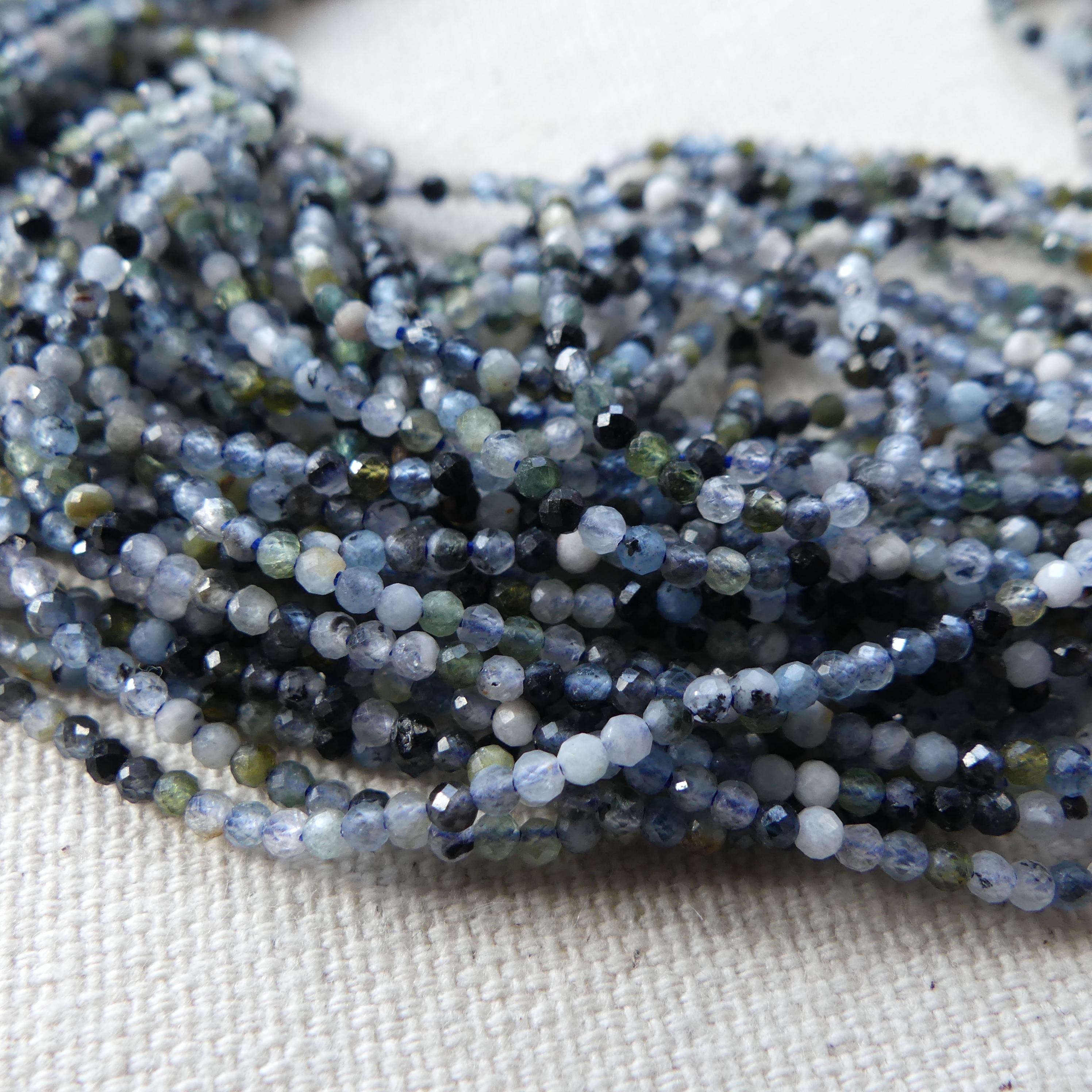 1.9mm Natural Aquamarine Beads with Tourmaline 15" Genuine Gemstone Beads for Jewelry Making Beading Craft Gift Beads March Birthstone