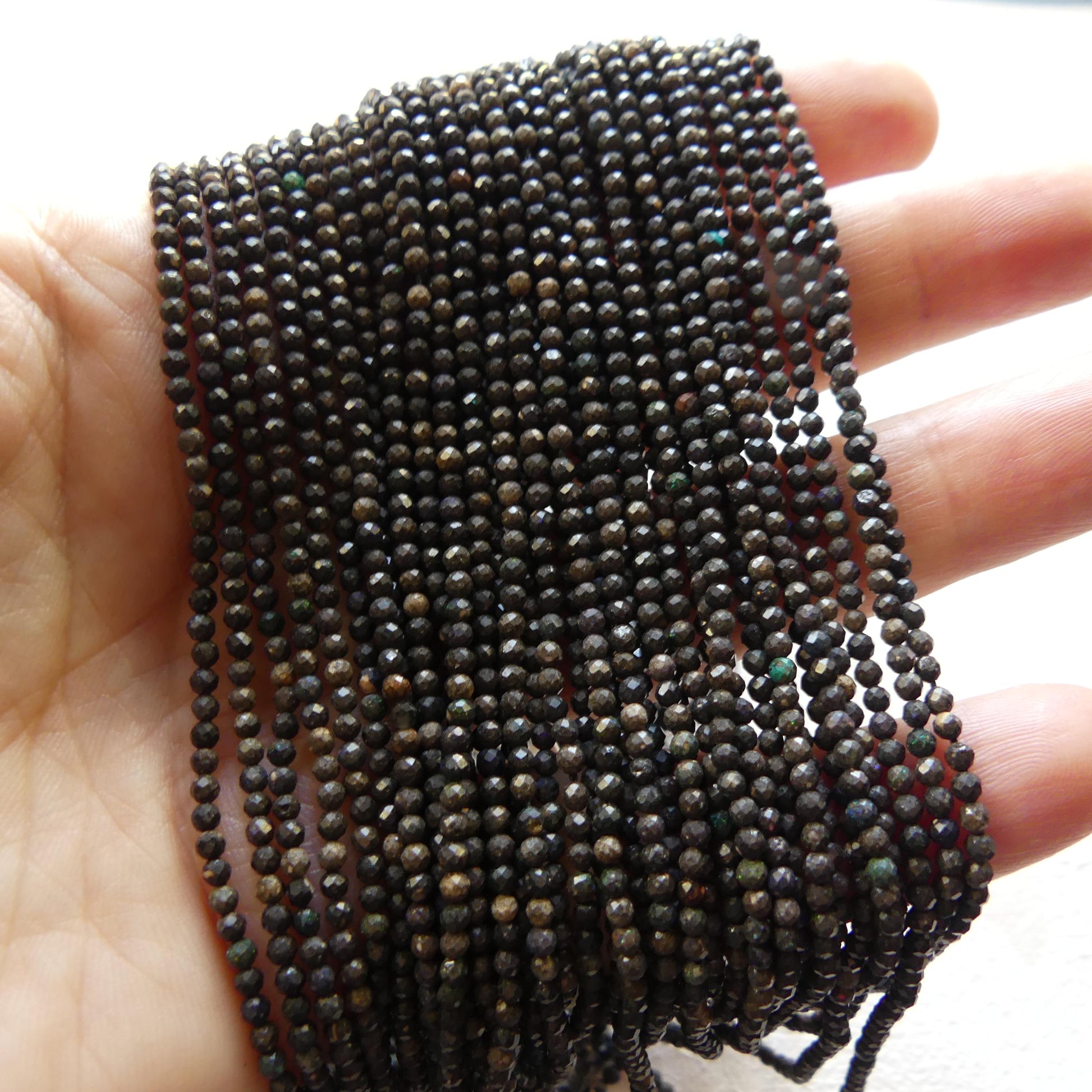 2mm Black Matrix Opal Micro Faceted Beads Genuine Opal Beads 15" Gemstone Beads for Jewelry Making Beading Craft Gift