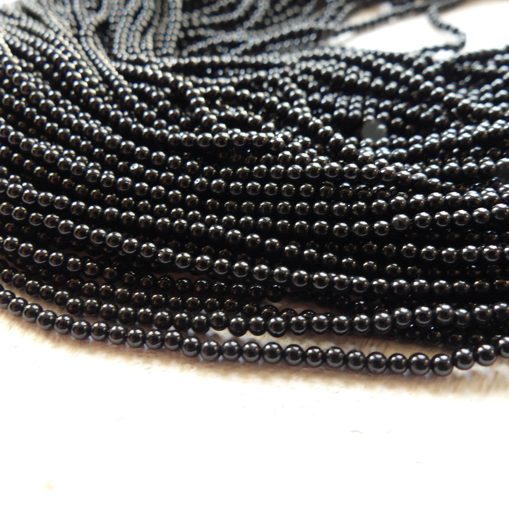 2mm Black Tourmaline Smooth Beads Genuine Tourmaline Beads 15" Gemstone Beads for DIY Jewelry Making October Birthstone Crafter Beading Gift