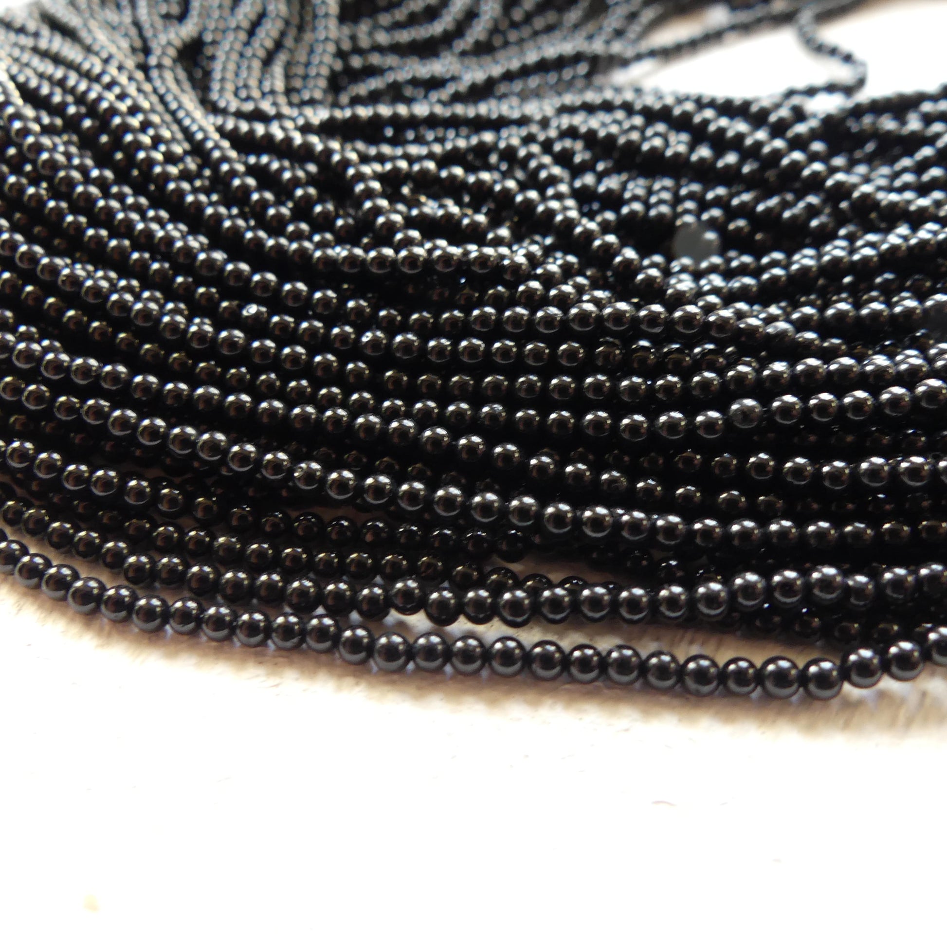 2mm Black Tourmaline Smooth Beads Genuine Tourmaline Beads 15" Gemstone Beads for DIY Jewelry Making October Birthstone Crafter Beading Gift