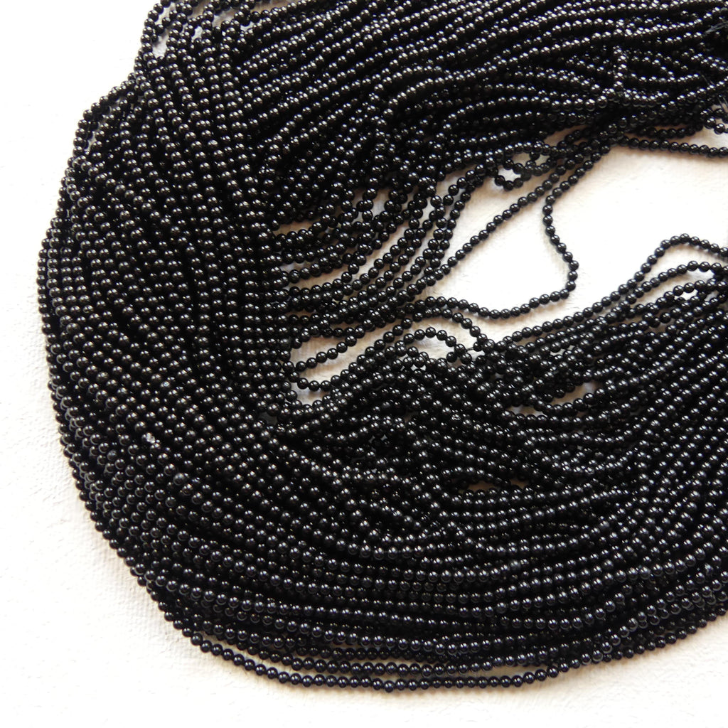 2mm Black Tourmaline Smooth Beads Genuine Tourmaline Beads 15" Gemstone Beads for DIY Jewelry Making October Birthstone Crafter Beading Gift
