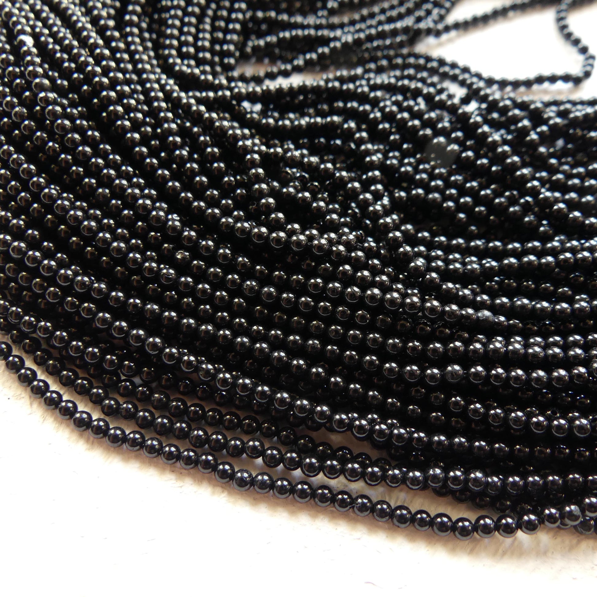 2mm Black Tourmaline Smooth Beads Genuine Tourmaline Beads 15" Gemstone Beads for DIY Jewelry Making October Birthstone Crafter Beading Gift