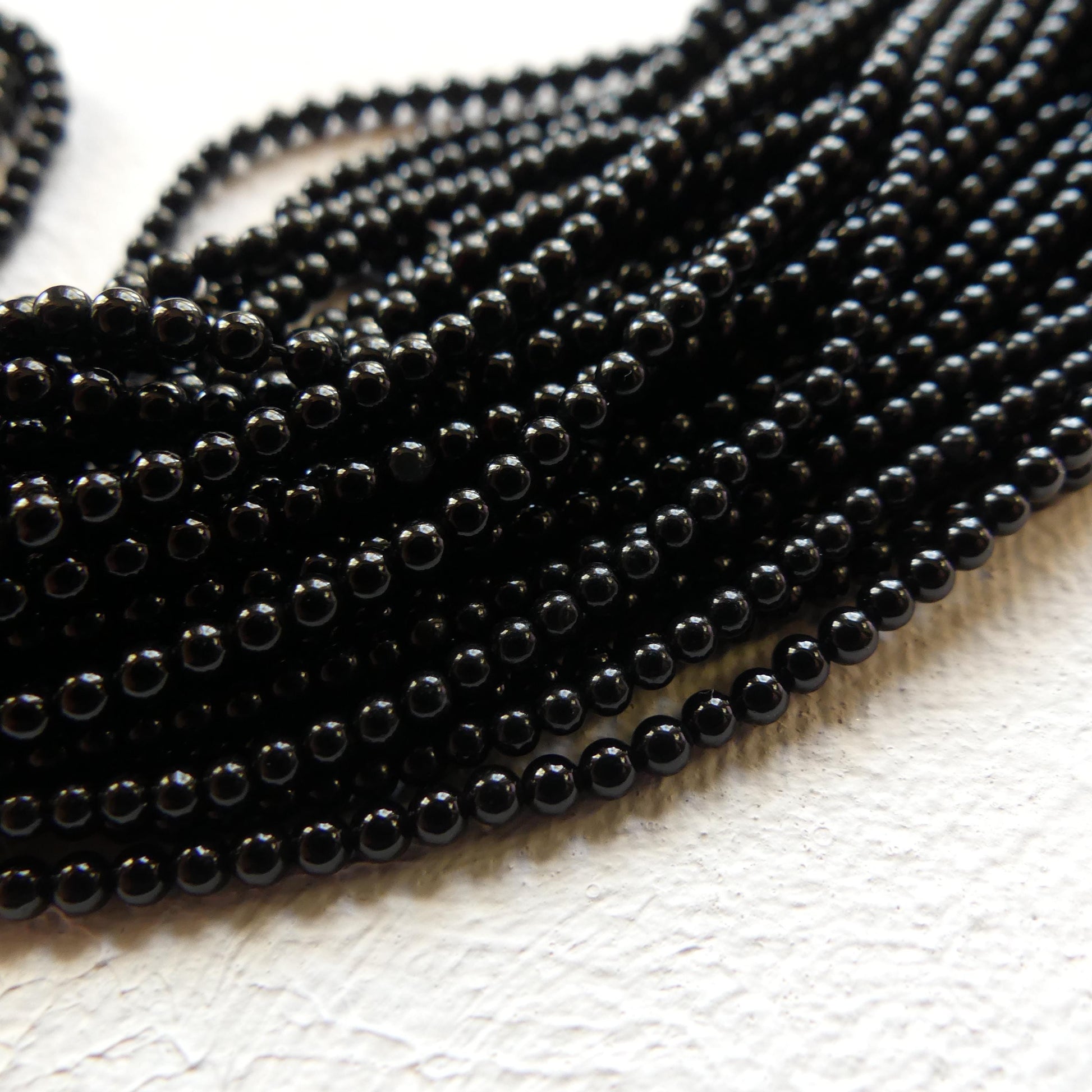 2mm Natural Black Onyx Beads Smooth Onyx 15" Natural Onyx Gemstone Beads Beading Crafter Gift DIY jewelry