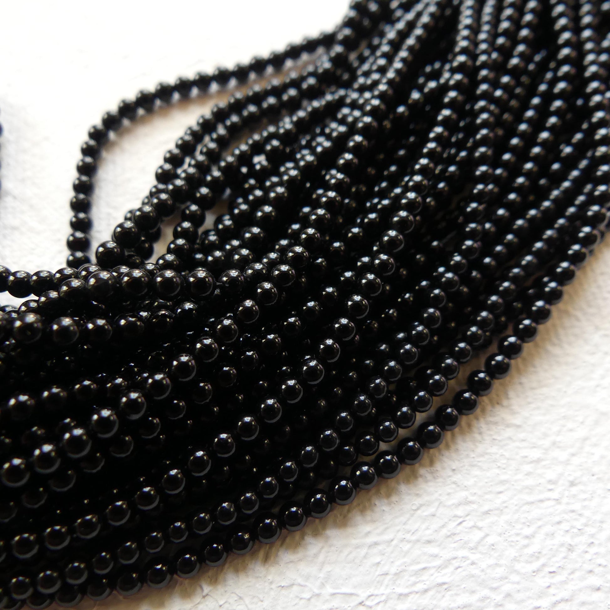 2mm Natural Black Onyx Beads Smooth Onyx 15" Natural Onyx Gemstone Beads Beading Crafter Gift DIY jewelry