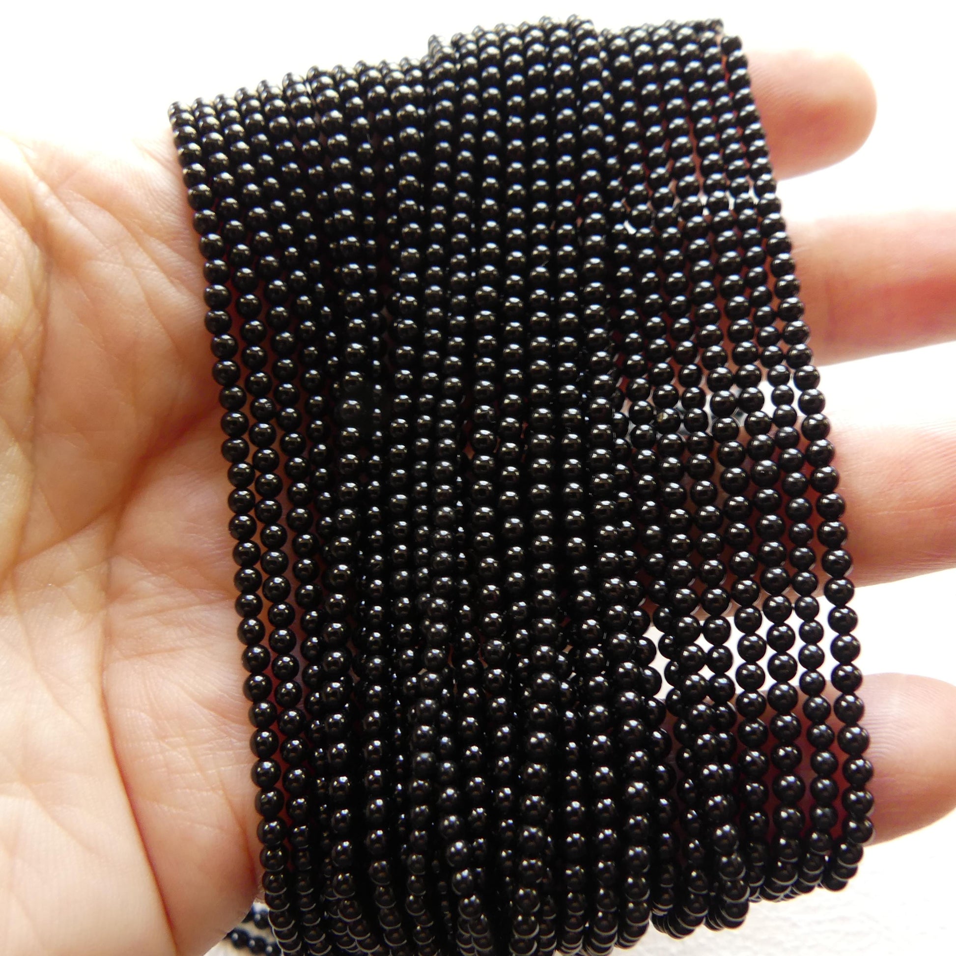 2mm Natural Black Onyx Beads Smooth Onyx 15" Natural Onyx Gemstone Beads Beading Crafter Gift DIY jewelry