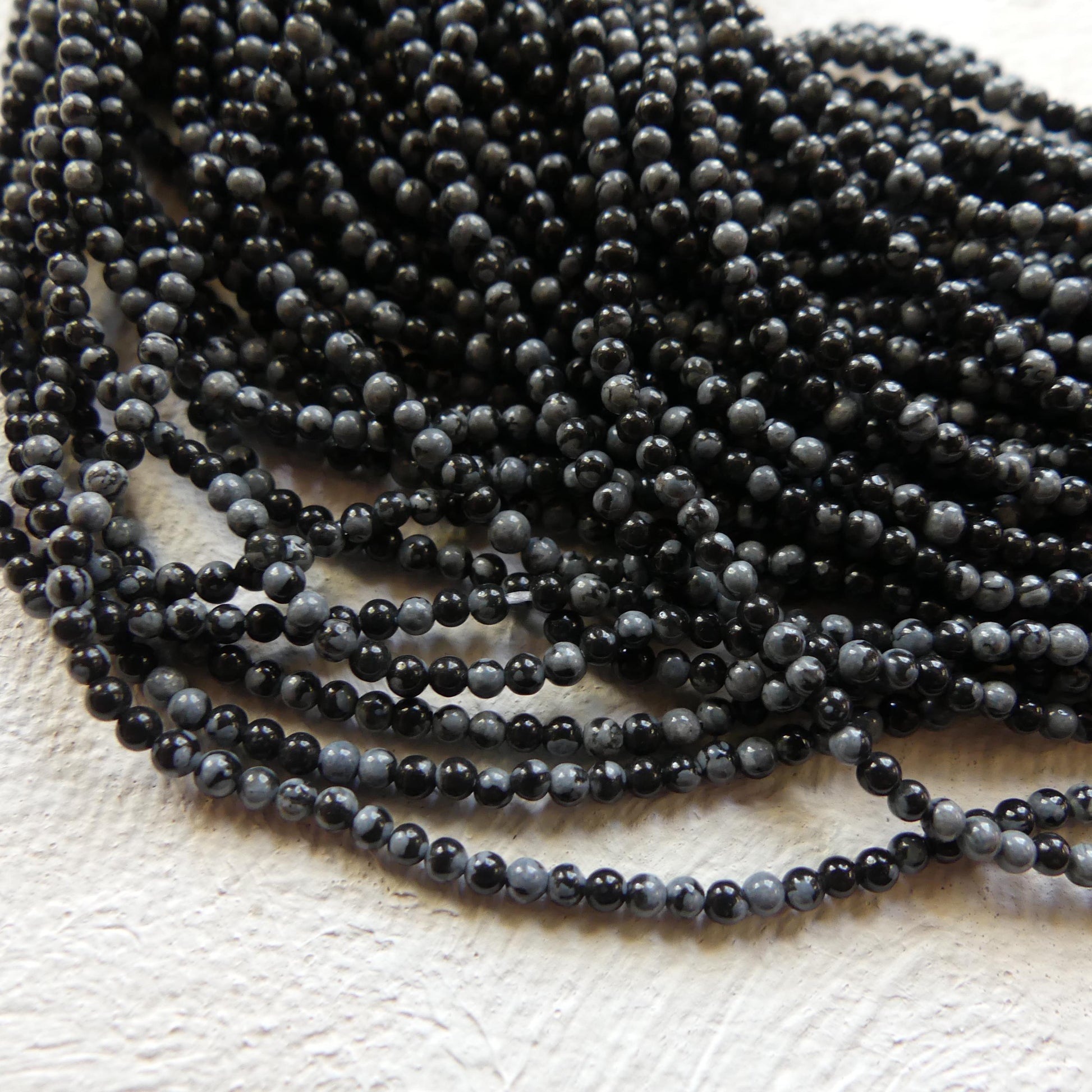 1.9mm 2mm Snowflake Obsidian Smooth Beads Black White Obsidian Genuine Beads 15" Gemstone Beads Beading Crafter Gift DIY Jewelry Making