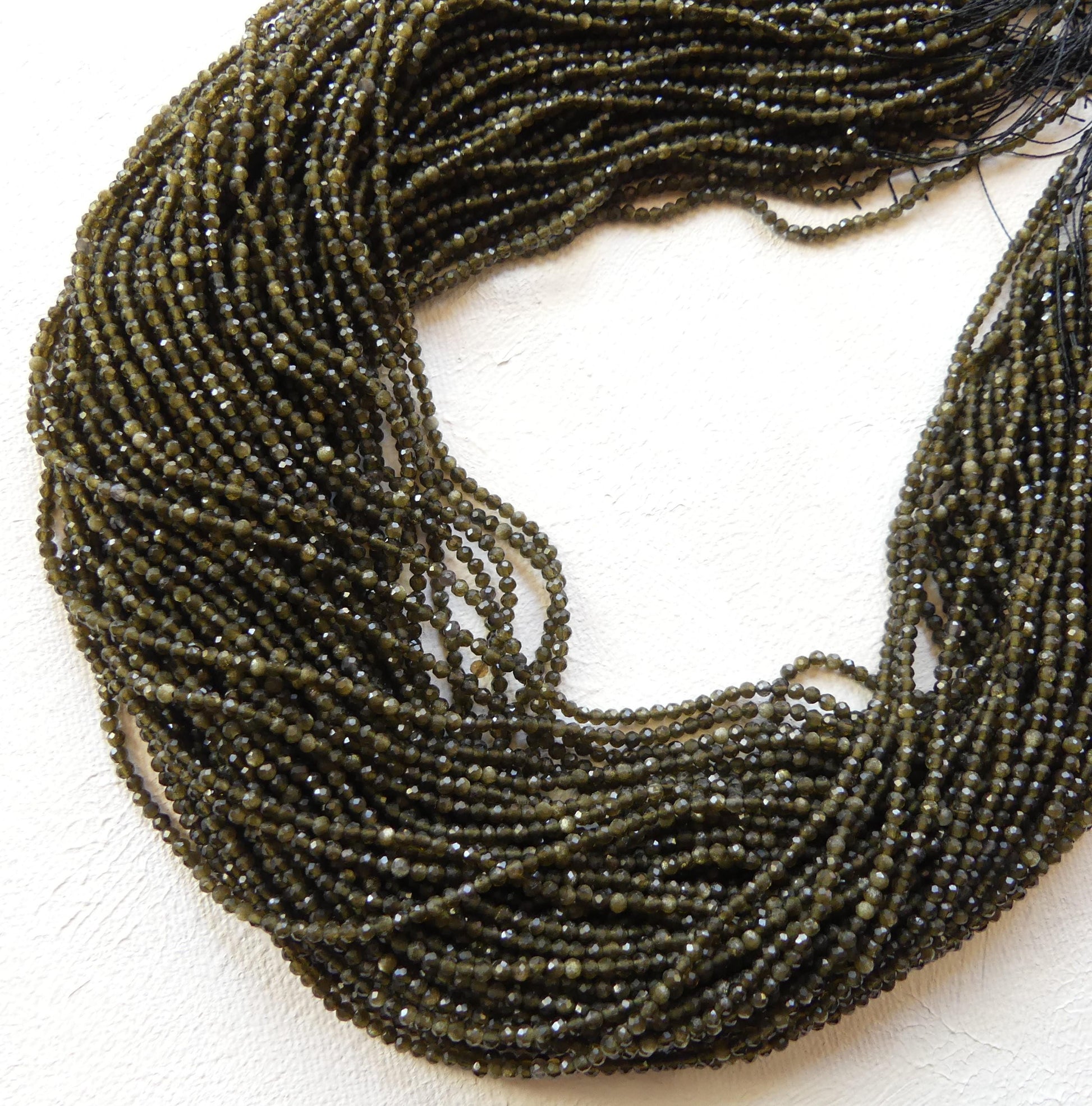 2mm Golden Obsidian Micro Faceted Beads Gold Obsidian Genuine Beads 15" Sparkly Gemstone Beads Beading Crafter Gift