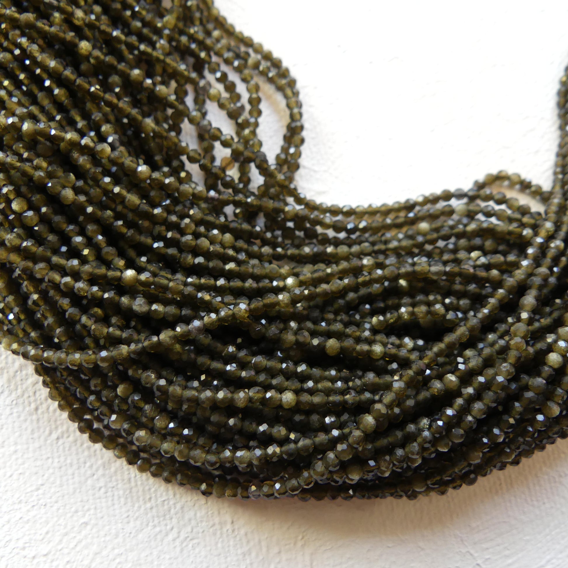 2mm Golden Obsidian Micro Faceted Beads Gold Obsidian Genuine Beads 15" Sparkly Gemstone Beads Beading Crafter Gift