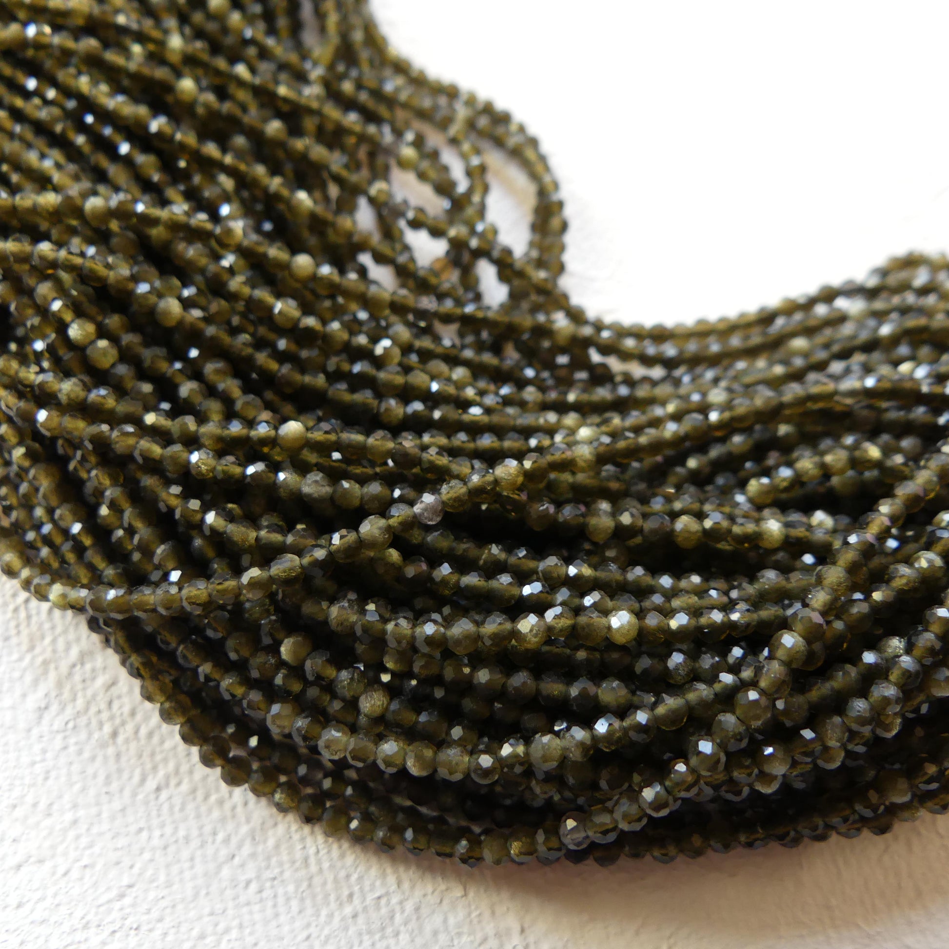 2mm Golden Obsidian Micro Faceted Beads Gold Obsidian Genuine Beads 15" Sparkly Gemstone Beads Beading Crafter Gift