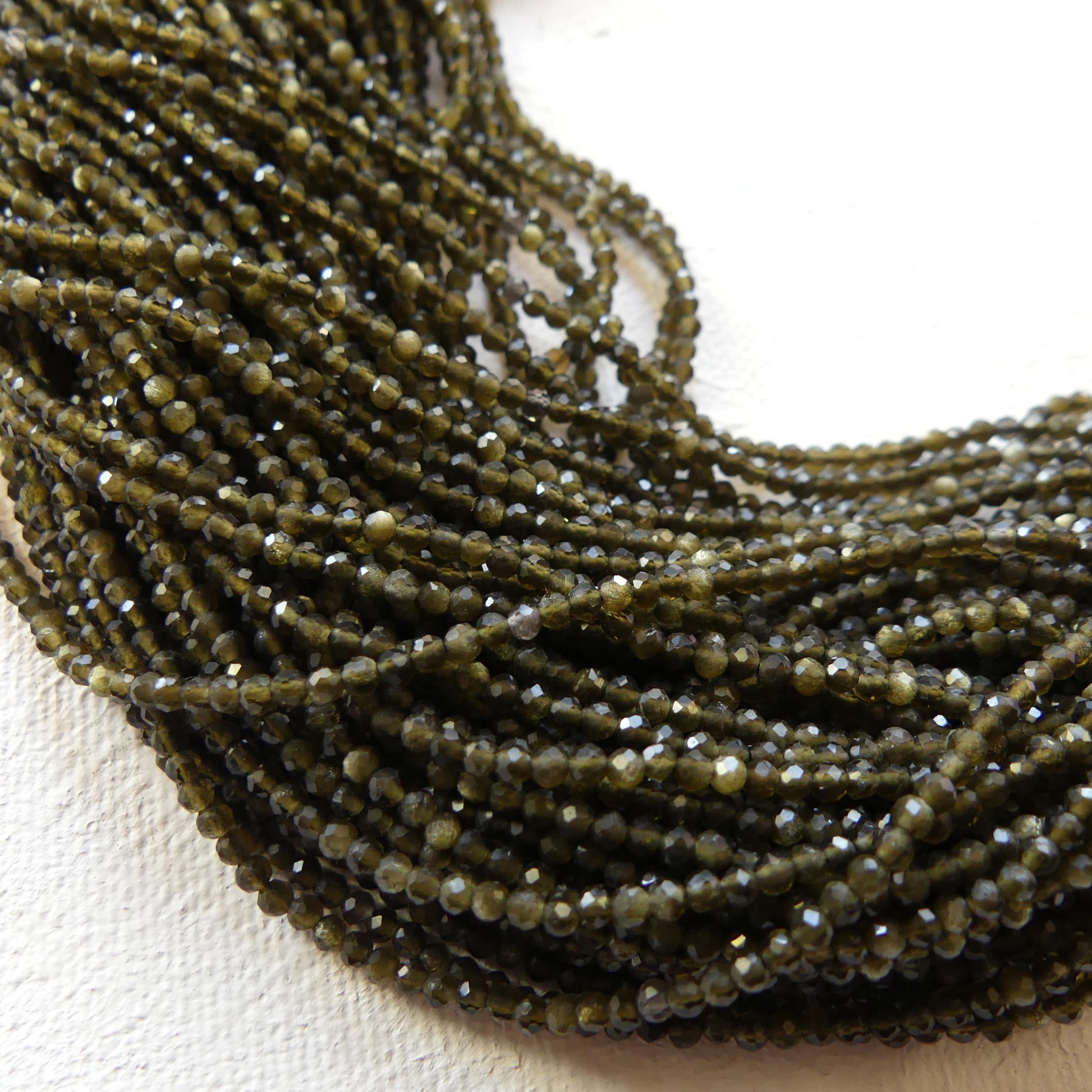 2mm Golden Obsidian Micro Faceted Beads Gold Obsidian Genuine Beads 15" Sparkly Gemstone Beads Beading Crafter Gift