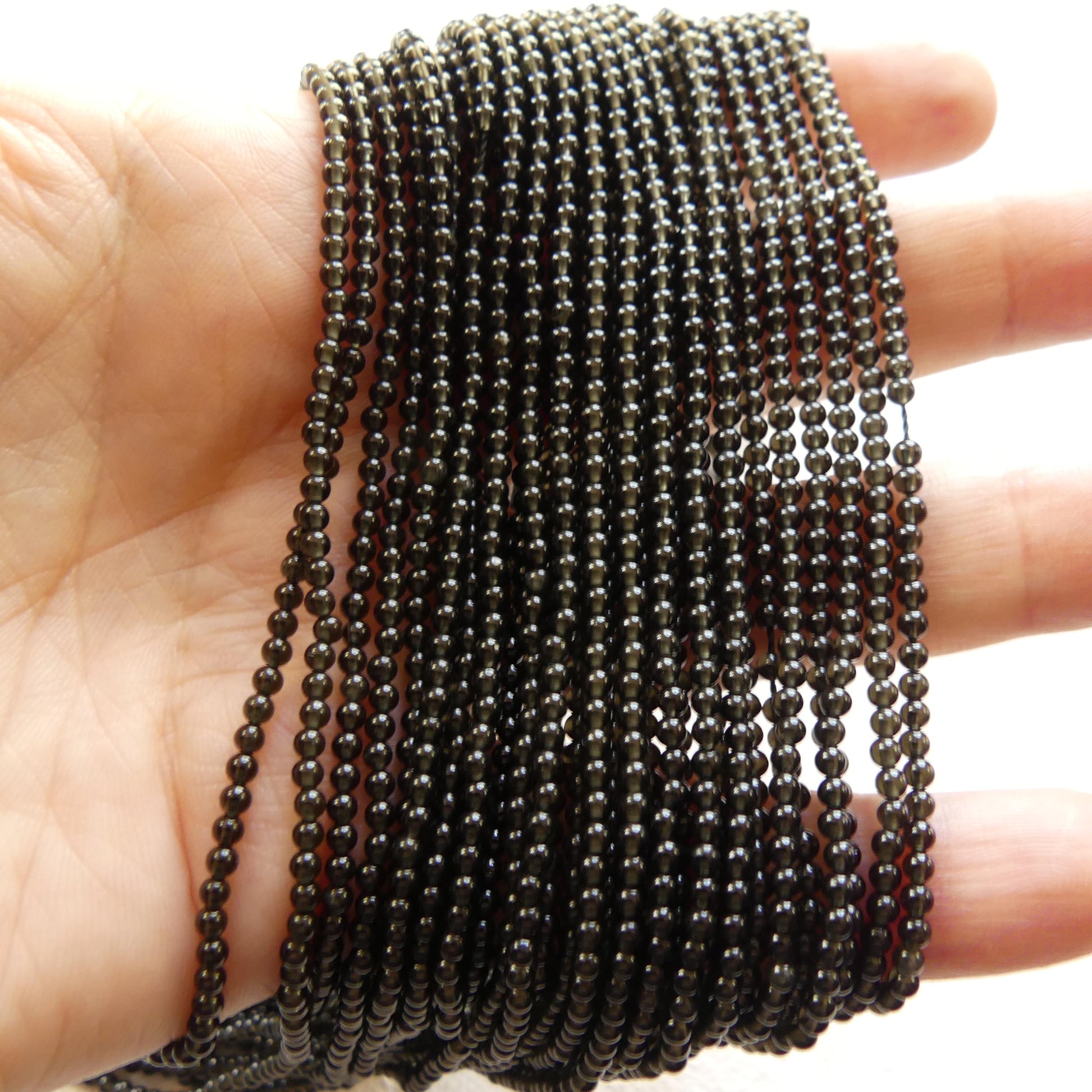 2mm Black Obsidian Smooth Beads Black Obsidian Genuine Beads 15" Gemstone Beads Beading Crafter Gift DIY Jewelry Making