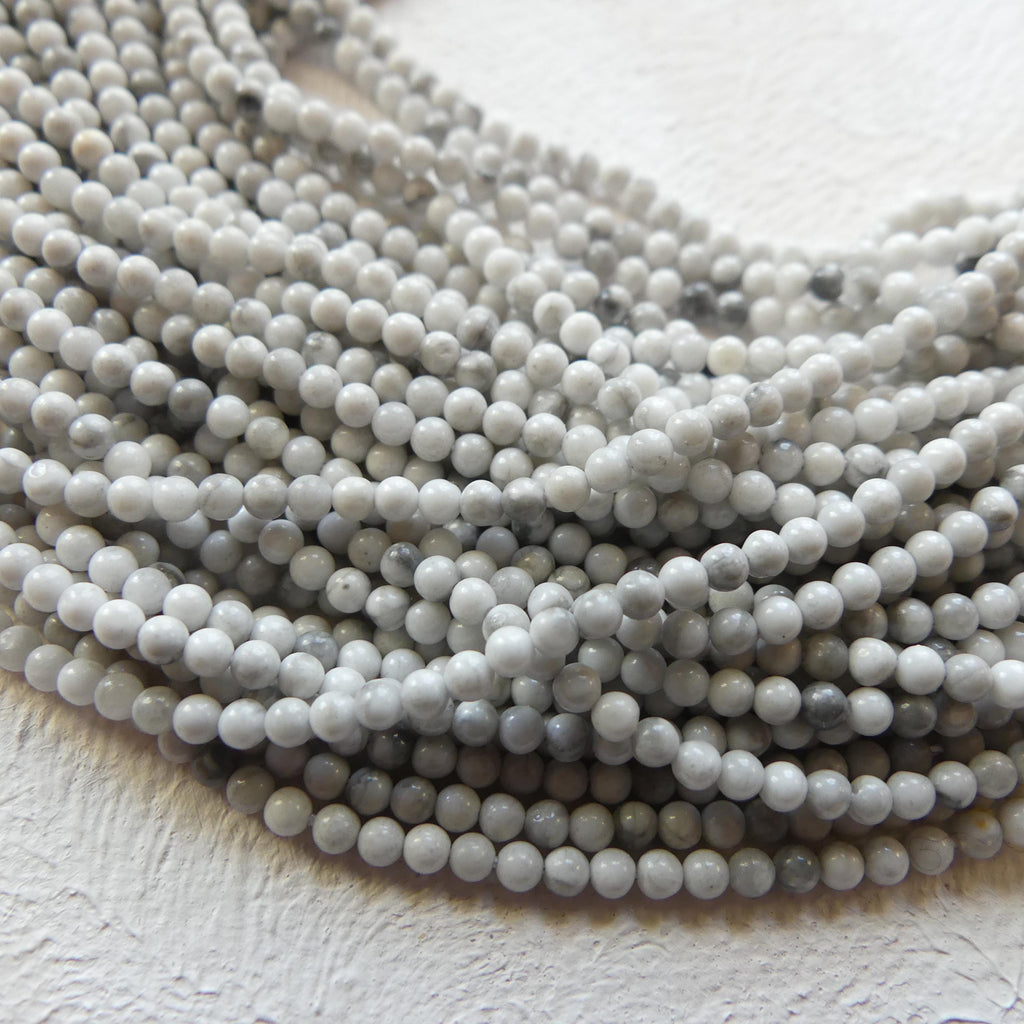 2mm Howlite Smooth Beads 15" Natural White Turquoise Gemstone Beads Beading Crafter Gift DIY Jewelry