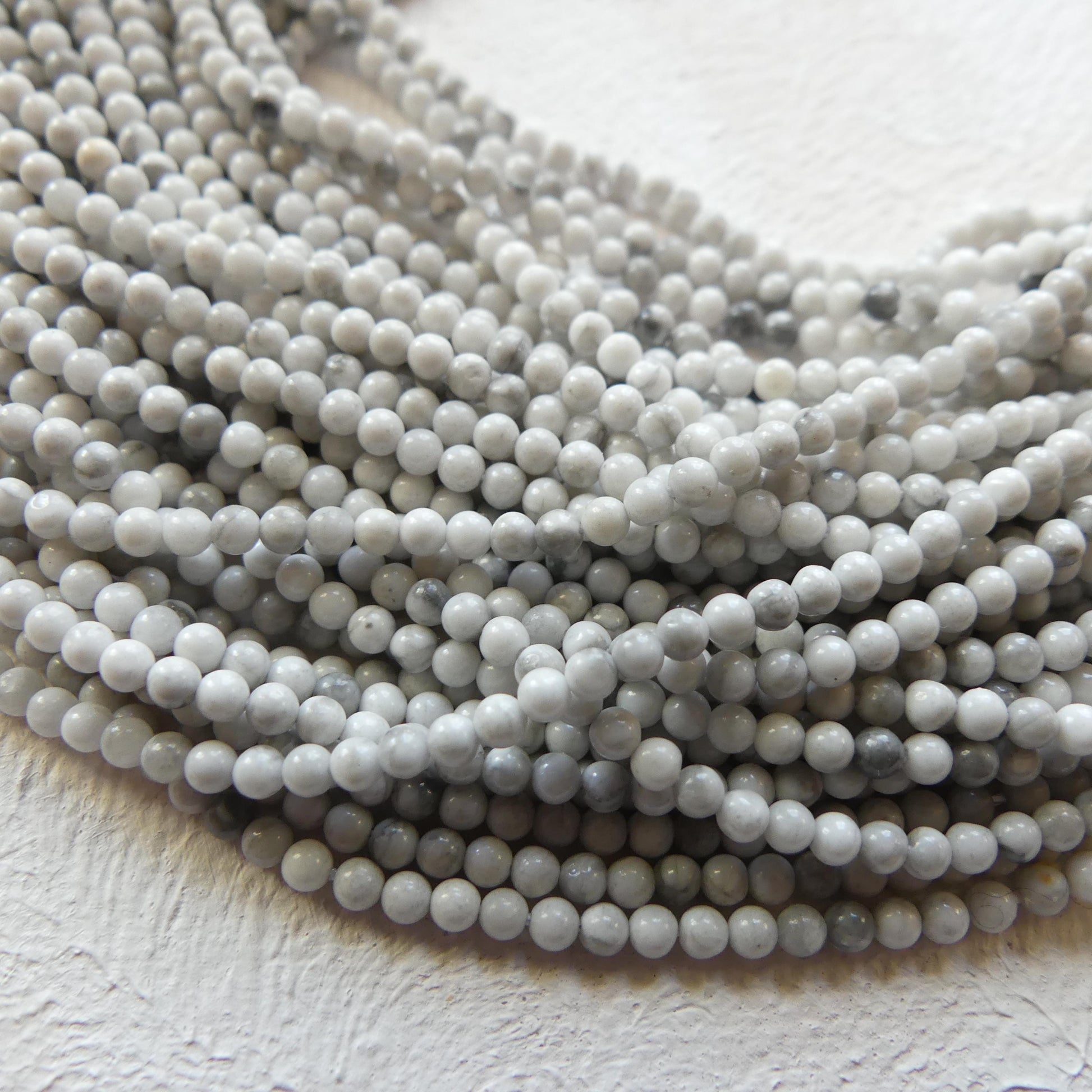 2mm Howlite Smooth Beads 15" Natural White Turquoise Gemstone Beads Beading Crafter Gift DIY Jewelry