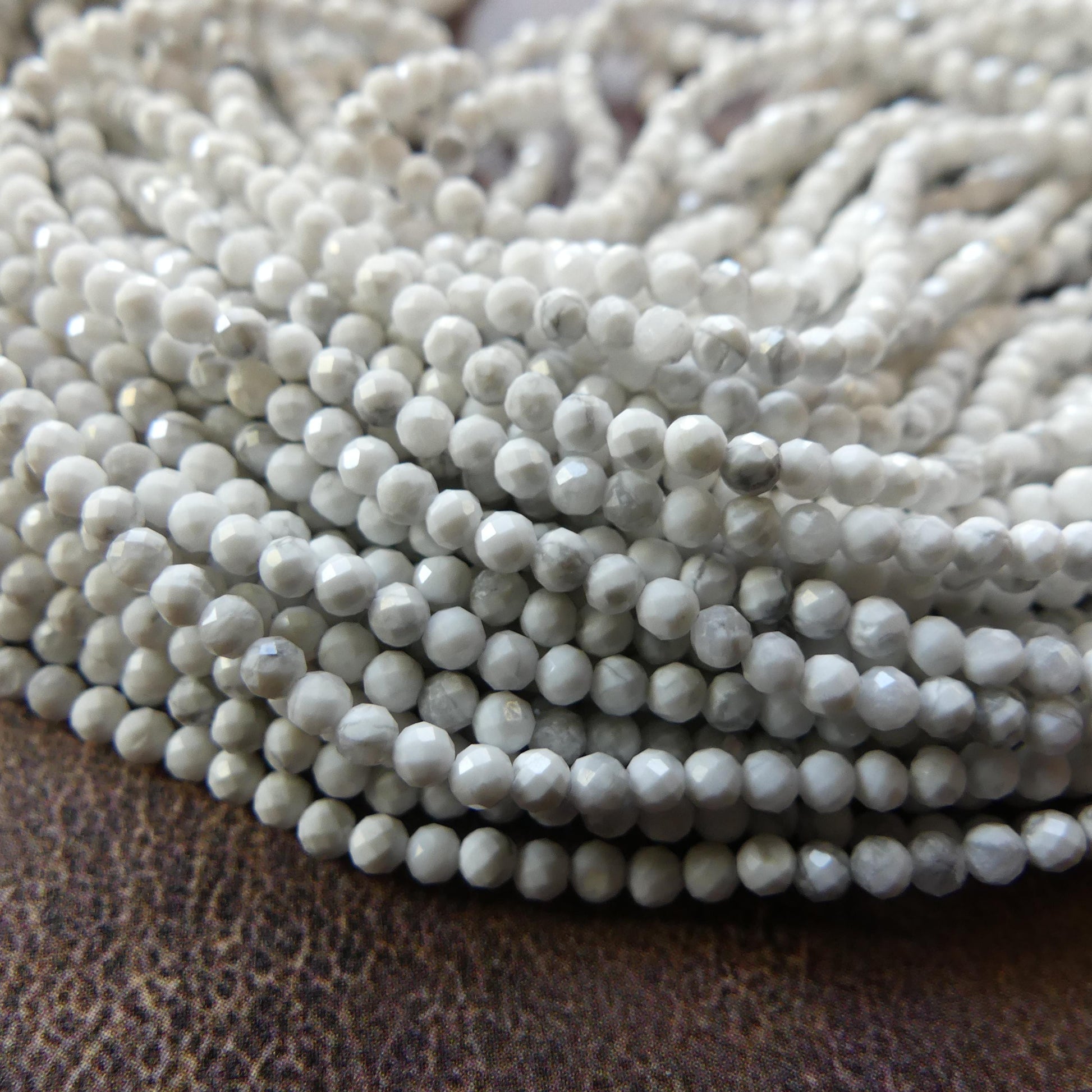2mm Howlite Micro Faceted Beads 15" Natural White Turquoise Gemstone Beads Beading Crafter Gift DIY Jewelry