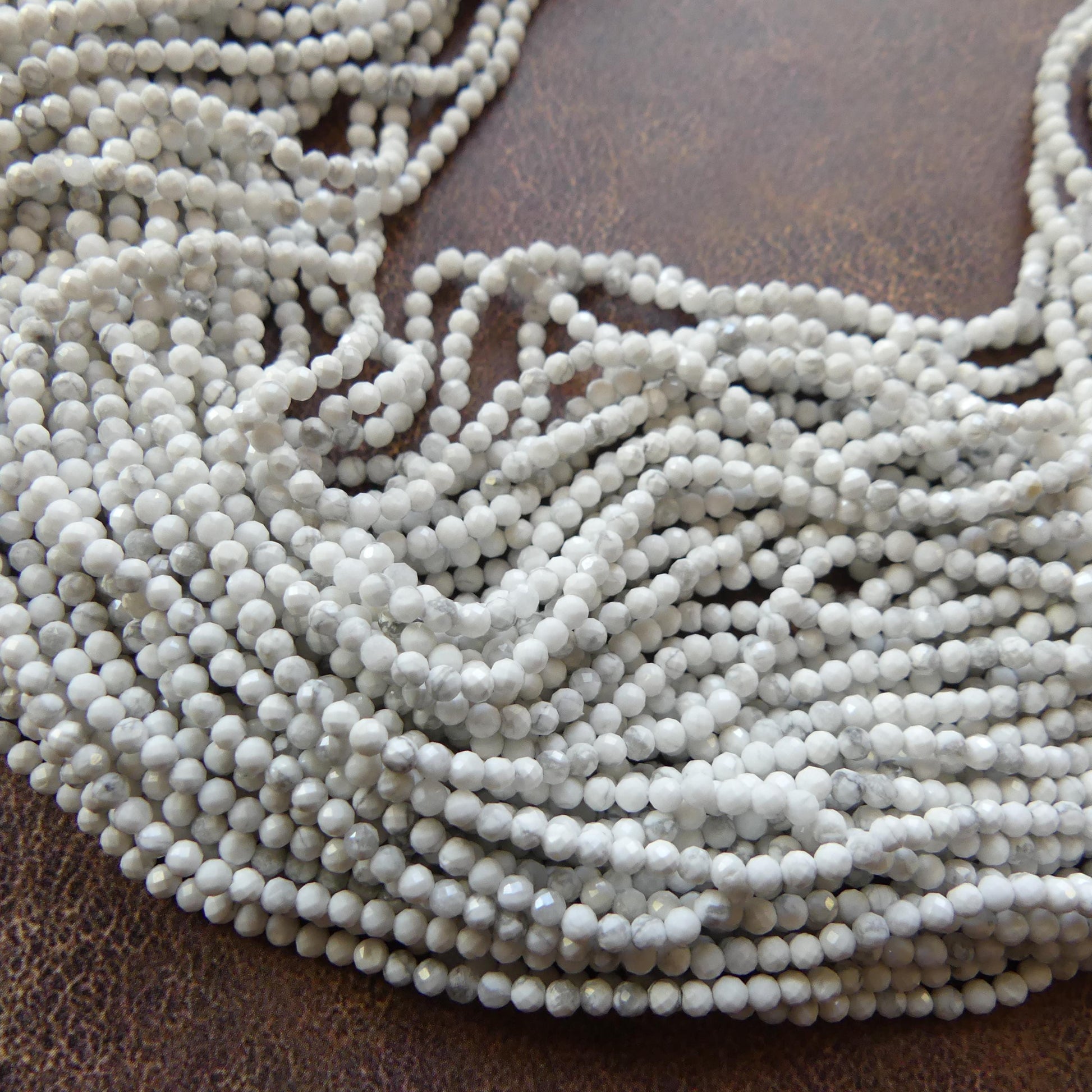 2mm Howlite Micro Faceted Beads 15" Natural White Turquoise Gemstone Beads Beading Crafter Gift DIY Jewelry