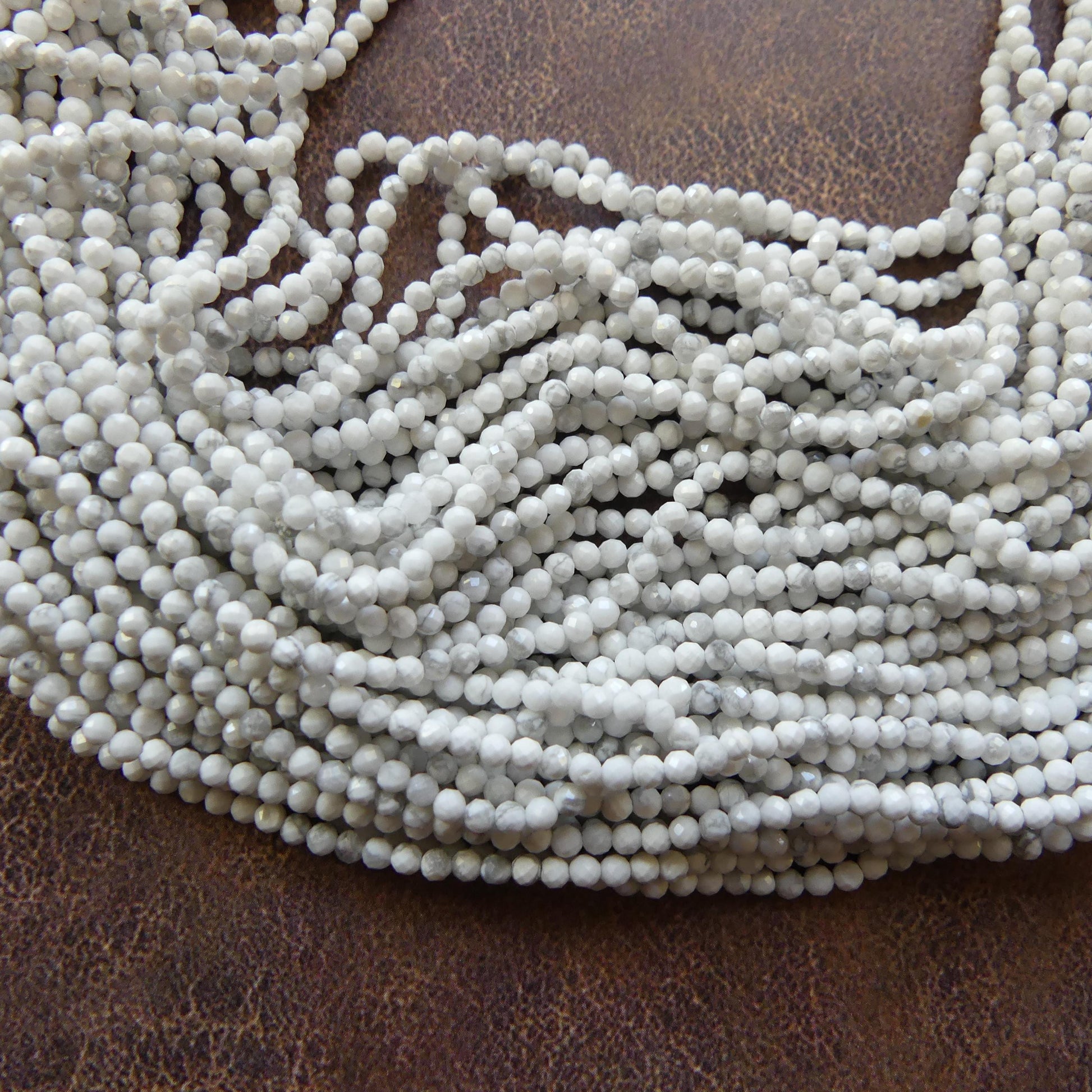 2mm Howlite Micro Faceted Beads 15" Natural White Turquoise Gemstone Beads Beading Crafter Gift DIY Jewelry