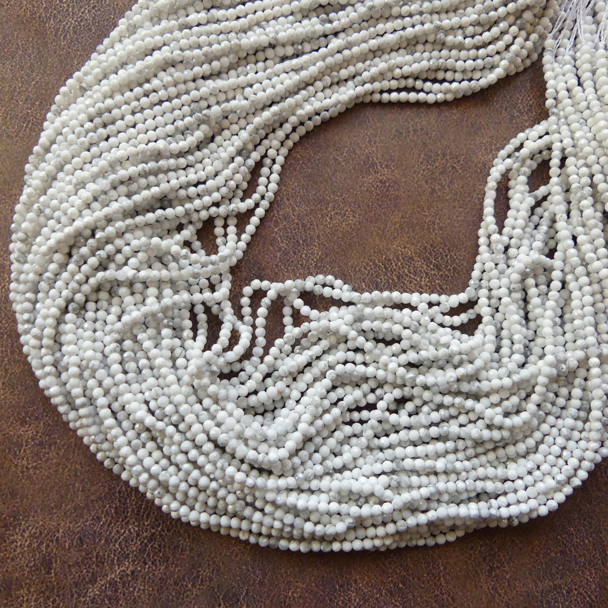 2mm Howlite Micro Faceted Beads 15" Natural White Turquoise Gemstone Beads Beading Crafter Gift DIY Jewelry
