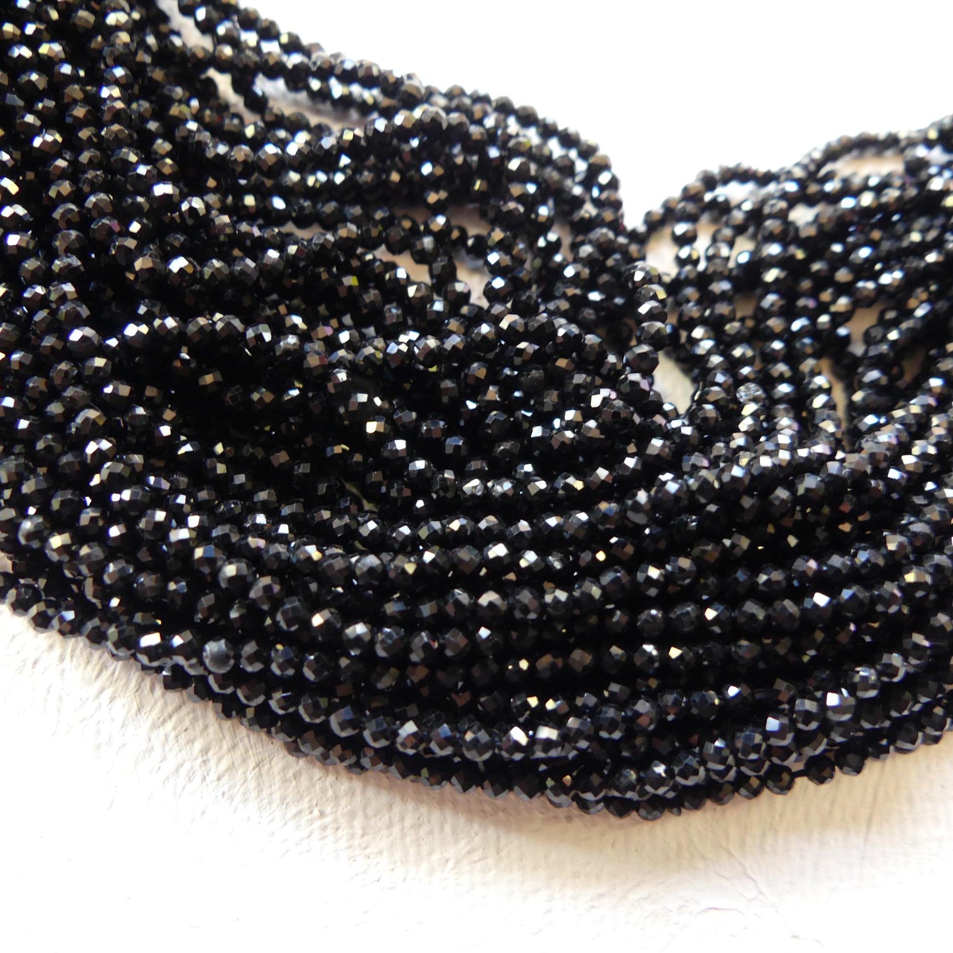 2mm Black Tourmaline Micro Faceted Beads Genuine Tourmaline 15" Gemstone Beads DIY Jewelry Making October Birthstone Crafter Beading Gift