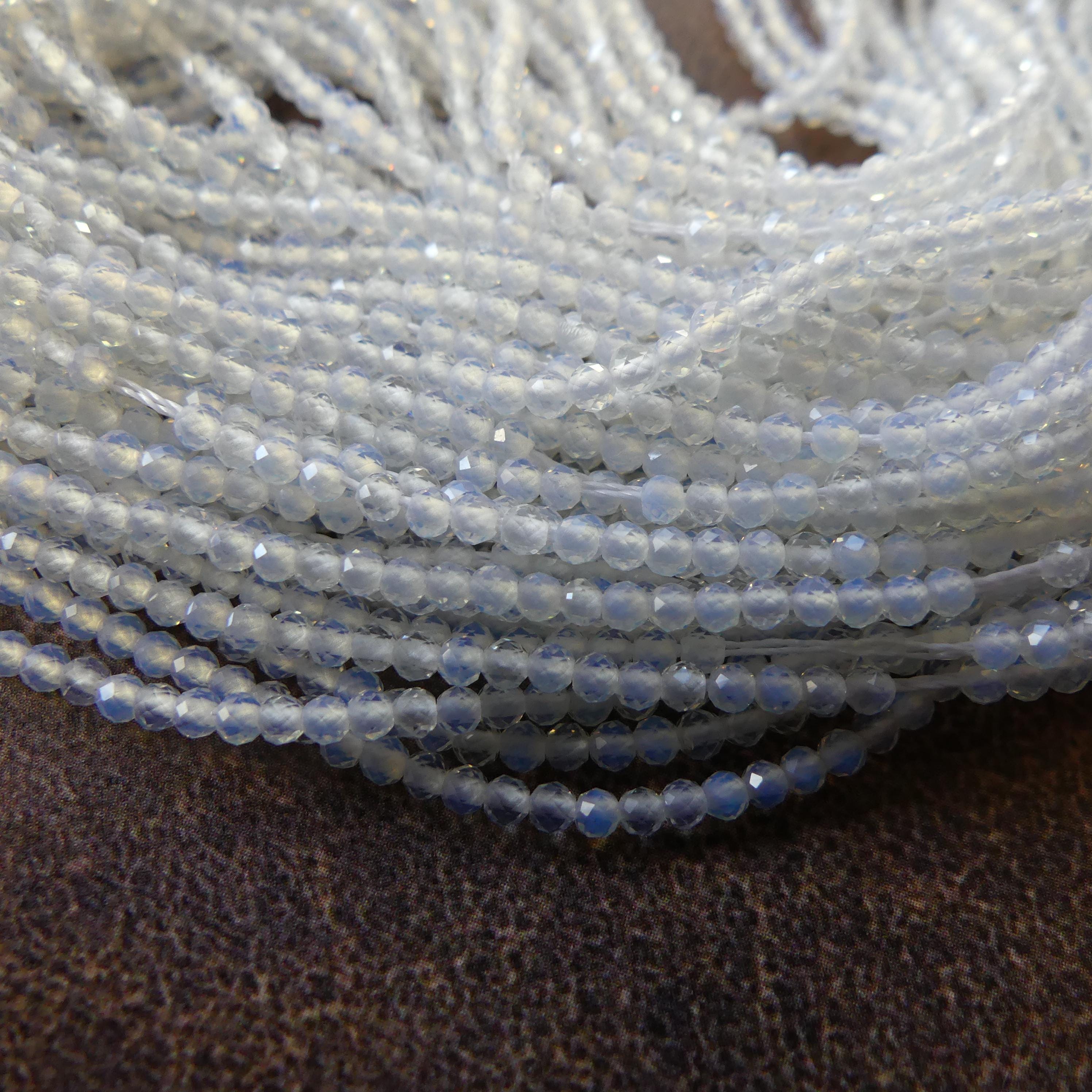 2mm Opalite Micro Faceted Beads October birthstone Beads 15" Gemstone Jewelry DIY Making Gift for crafter