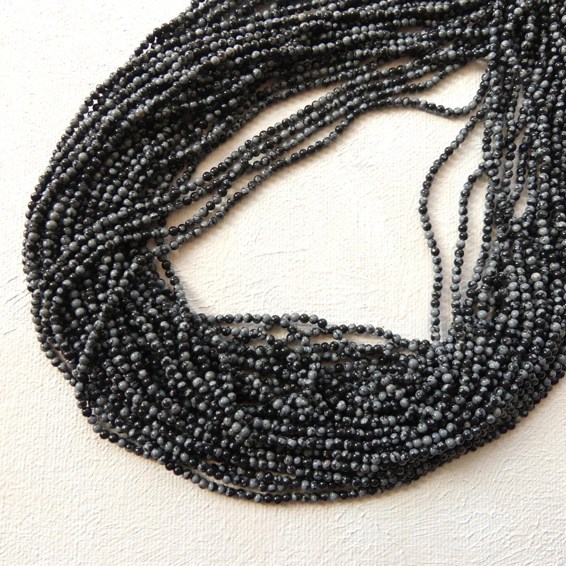 2mm Snowflake Obsidian Smooth Beads Black White Obsidian Genuine Beads 15" Gemstone Beads Beading Crafter Gift DIY Jewelry Making