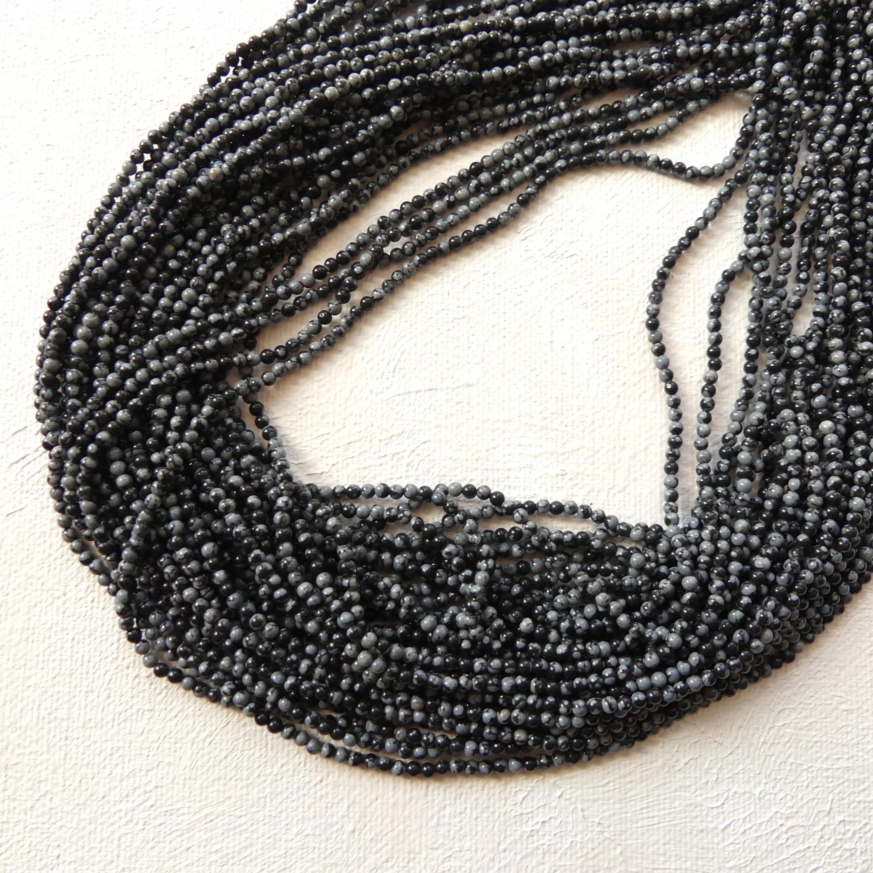 2mm Snowflake Obsidian Smooth Beads Black White Obsidian Genuine Beads 15" Gemstone Beads Beading Crafter Gift DIY Jewelry Making