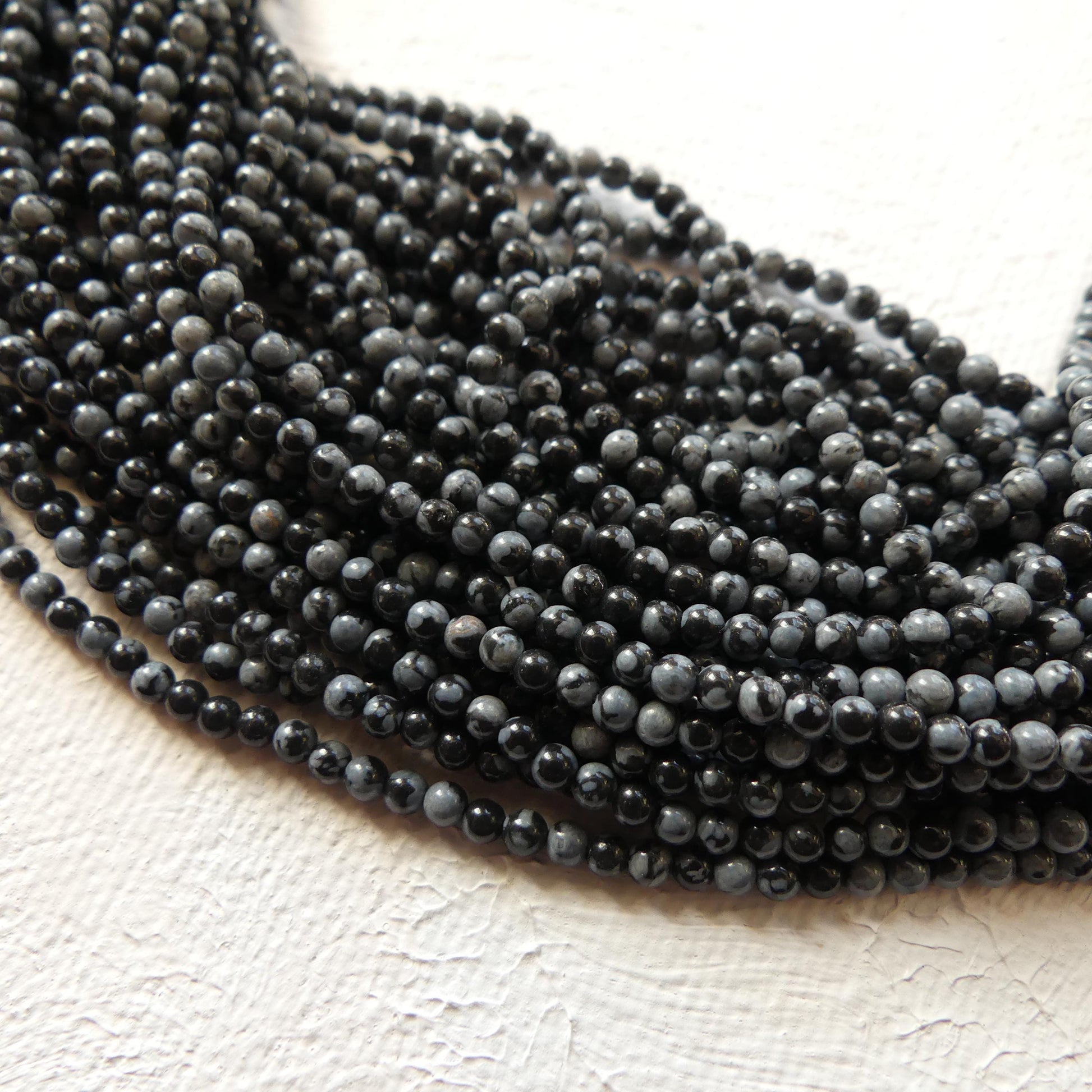 2mm Snowflake Obsidian Smooth Beads Black White Obsidian Genuine Beads 15" Gemstone Beads Beading Crafter Gift DIY Jewelry Making