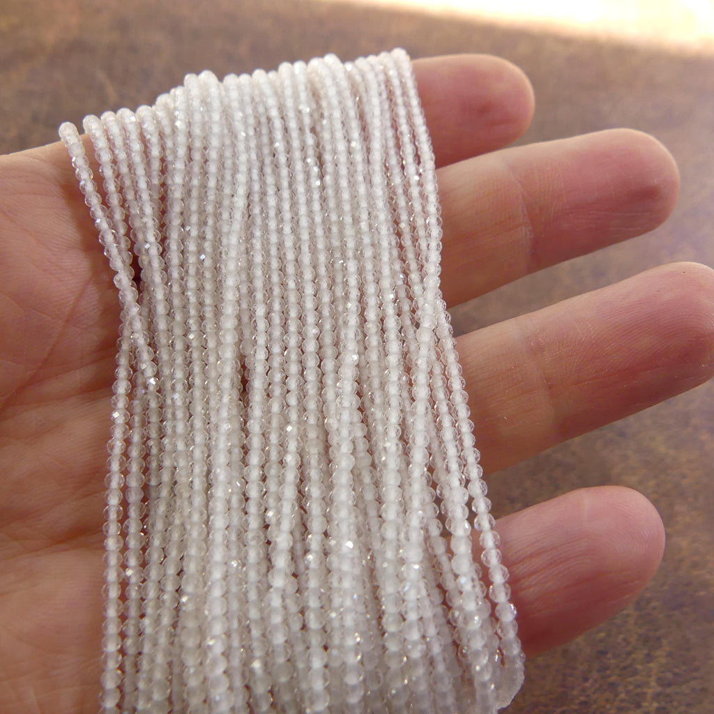 1.9mm AAA Rock Quartz Faceted Beads 15" Clear Crystal Quartz Genuine Gemstone Beads for Jewelry Making Beading Craft Gift April Birthstone