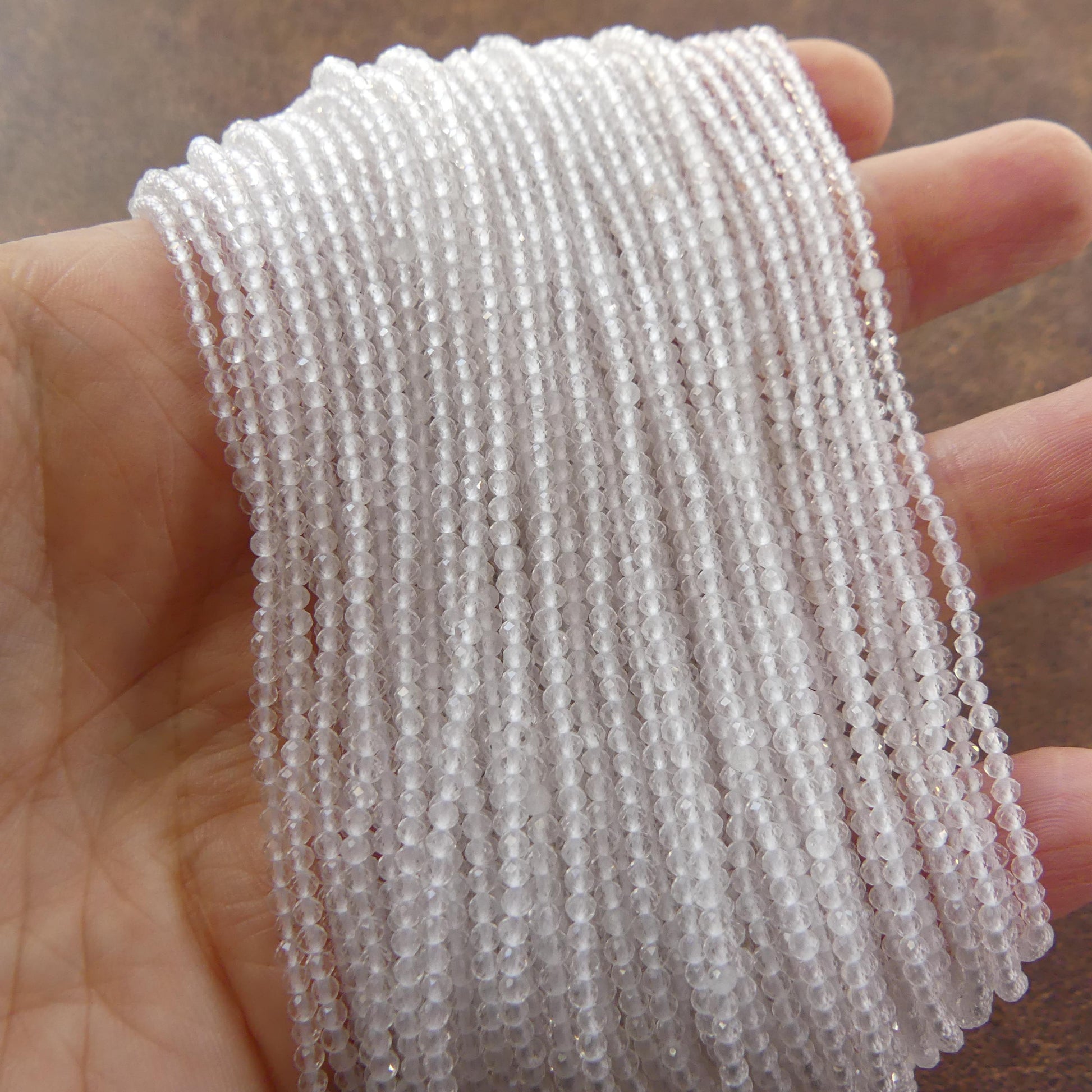 2mm AAA Rock Quartz Faceted Beads 15" Clear Crystal Quartz Genuine Gemstone Beads for Jewelry Making Beading Craft Gift April Birthstone