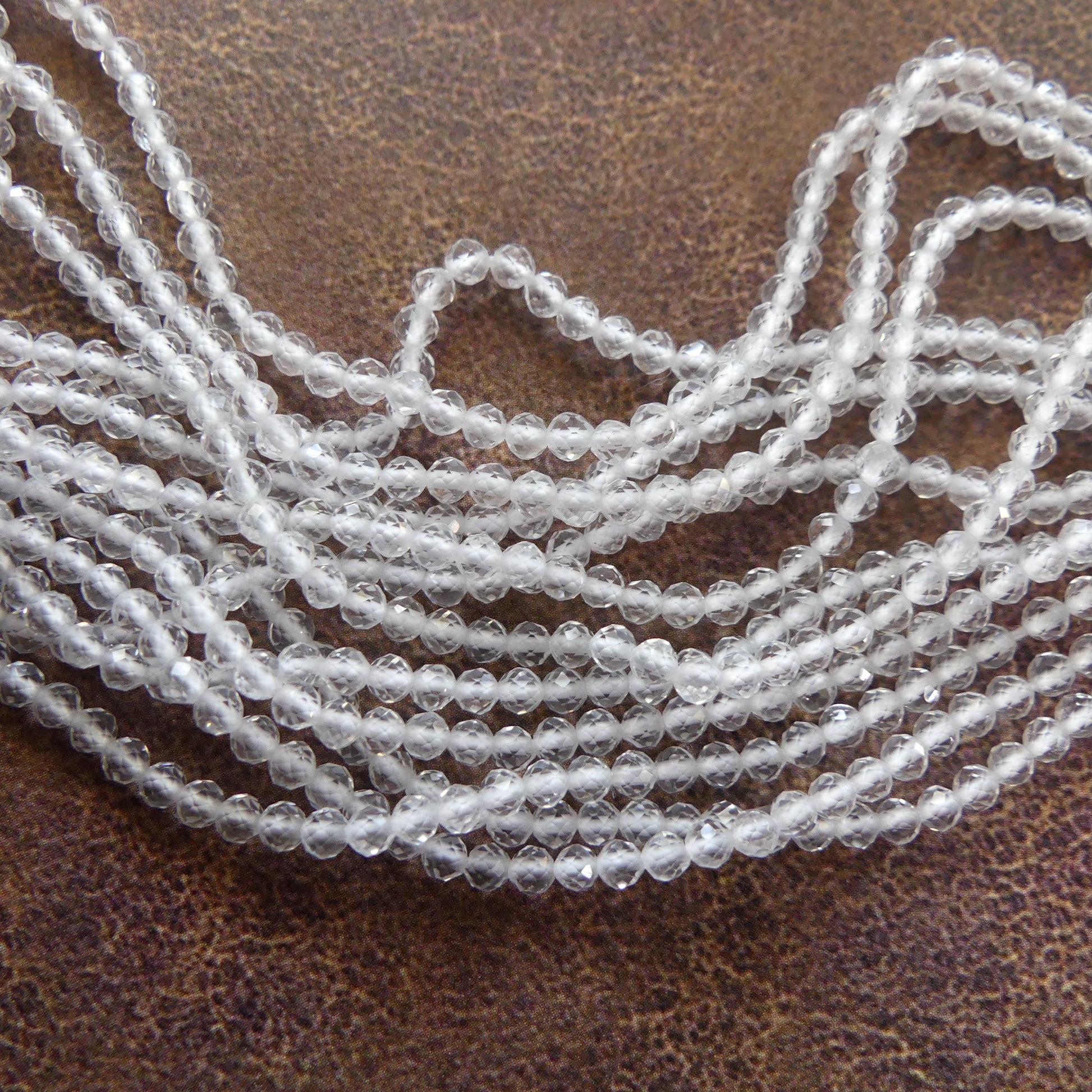 2mm AAA Rock Quartz Faceted Beads 12.5" Clear Crystal Quartz Genuine Gemstone Beads for Jewelry Making Beading Craft Gift April Birthstone