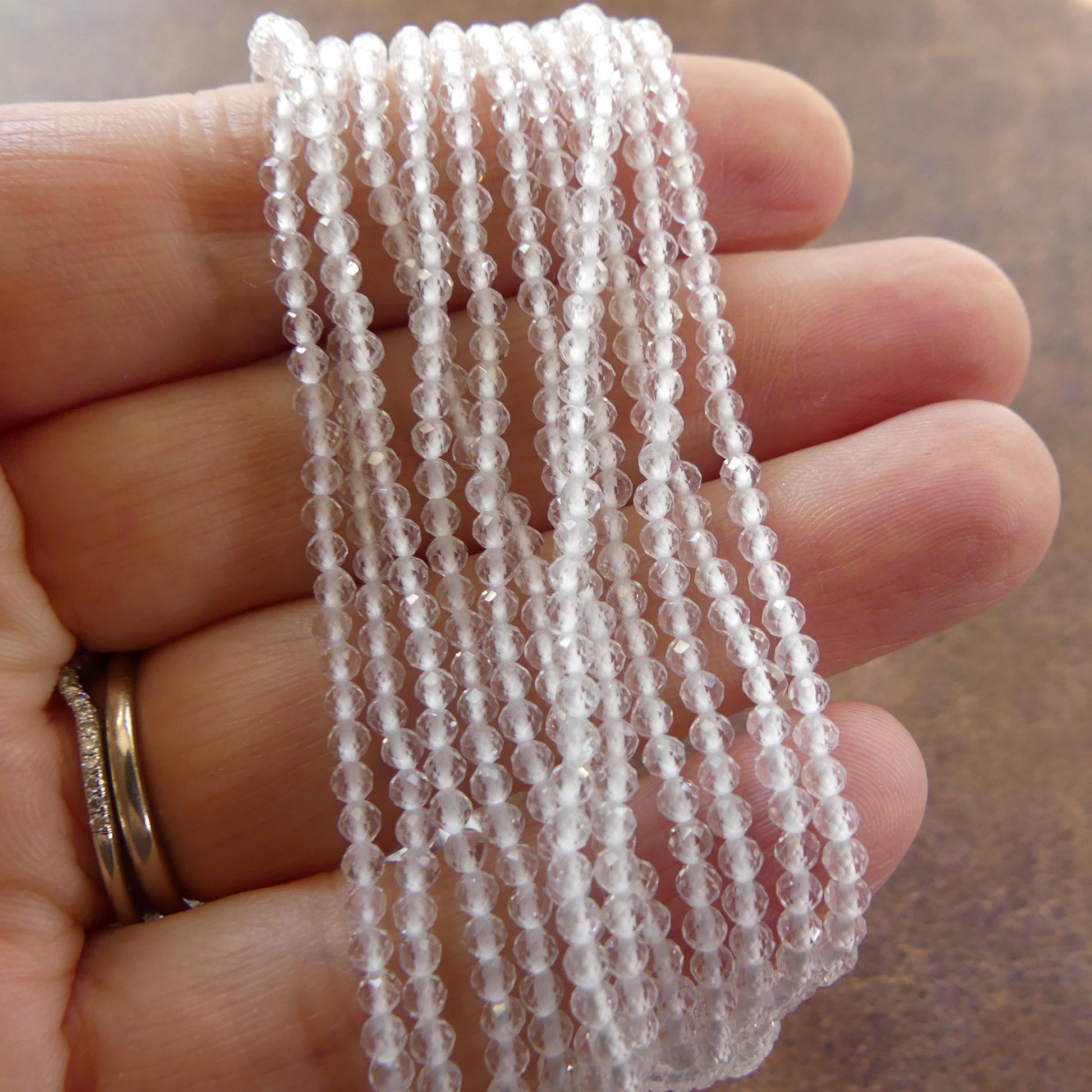 2mm AAA Rock Quartz Faceted Beads 12.5" Clear Crystal Quartz Genuine Gemstone Beads for Jewelry Making Beading Craft Gift April Birthstone