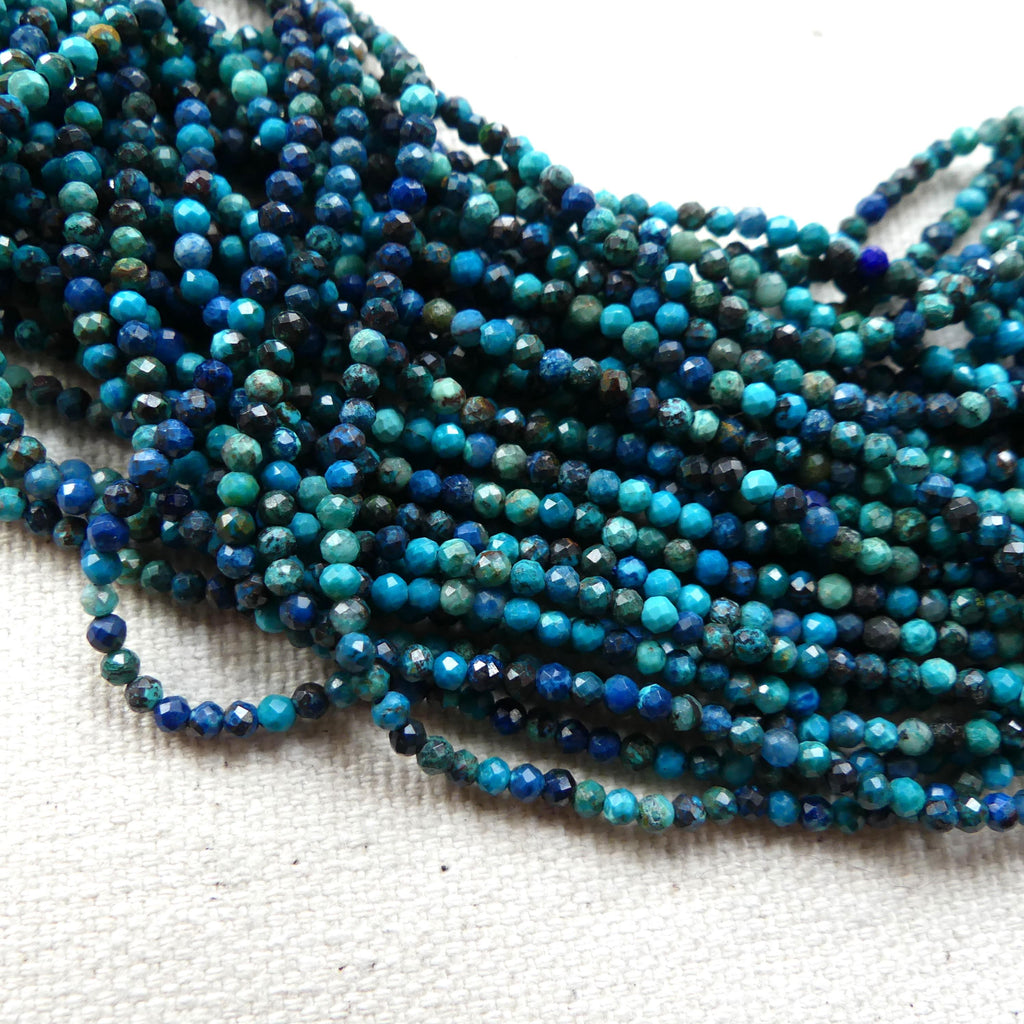 2mm Quantum Quattro Chrysocolla Beads Micro Faceted 15" Chrysocolla Gemstone Beads Beading Crafter Gift DIY Jewelry making