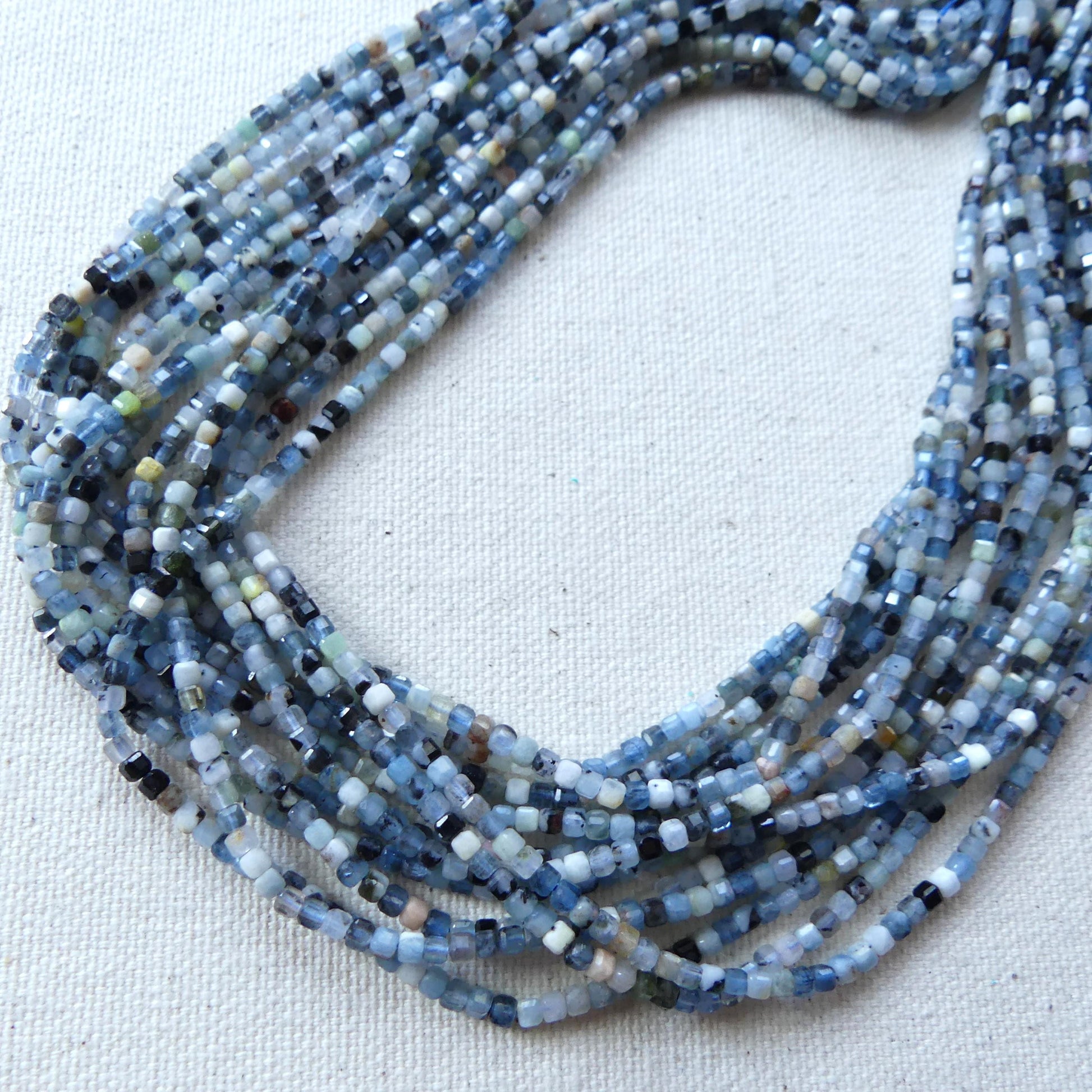 2mm Natural Aquamarine Cube Beads with Tourmaline 15" Genuine Gemstone Beads for Jewelry Making Beading Craft Gift Beads March Birthstone