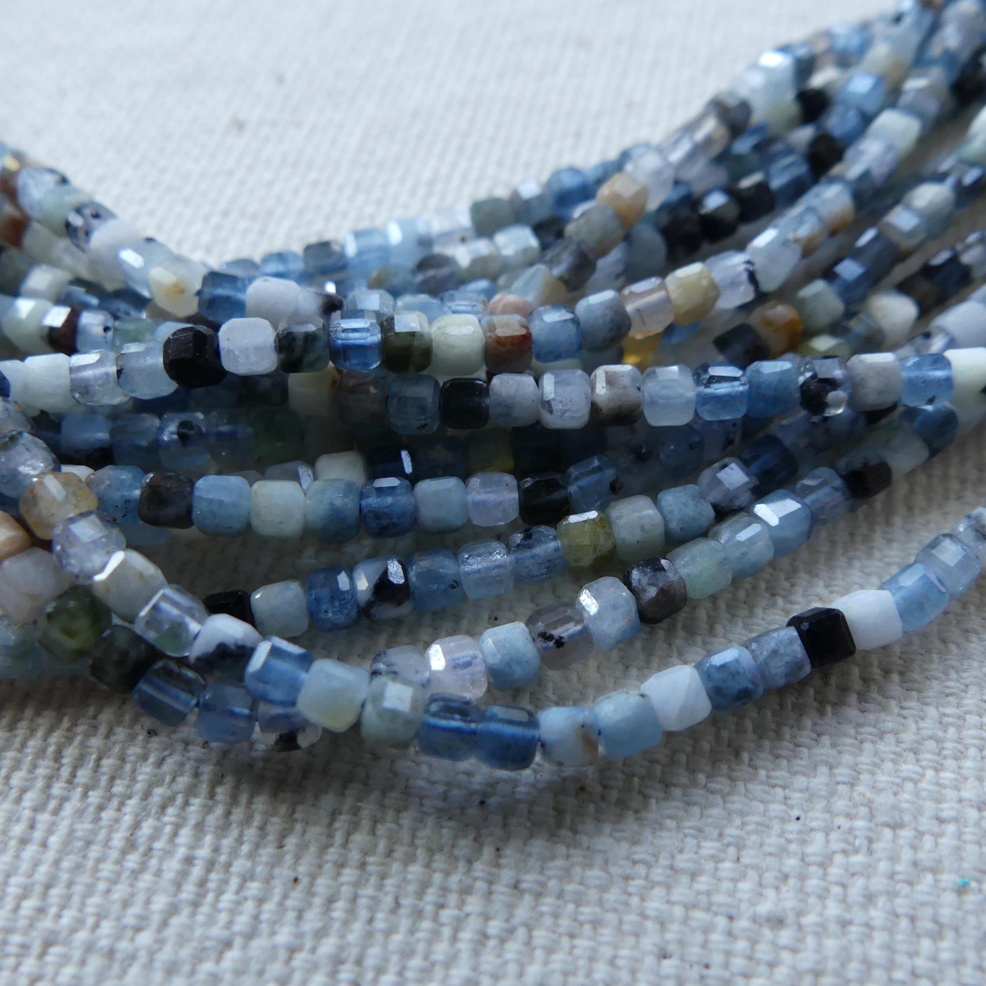 2mm Natural Aquamarine Cube Beads with Tourmaline 15" Genuine Gemstone Beads for Jewelry Making Beading Craft Gift Beads March Birthstone
