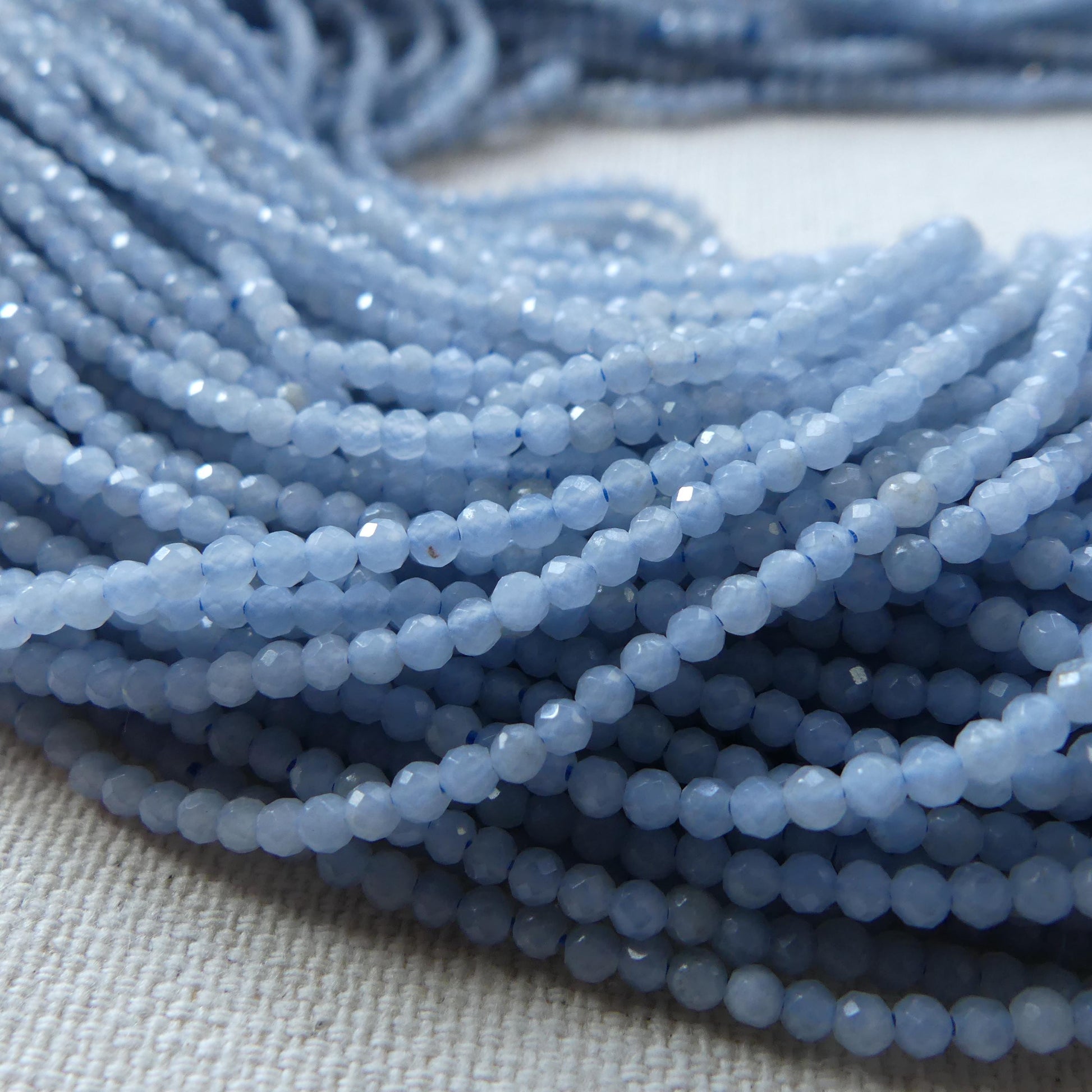 2mm Angelite Micro Faceted Beads Genuine Anhydrite Beads 15" Pale Blue Gemstone Beads Beading Crafter Gift DIY Jewelry Making