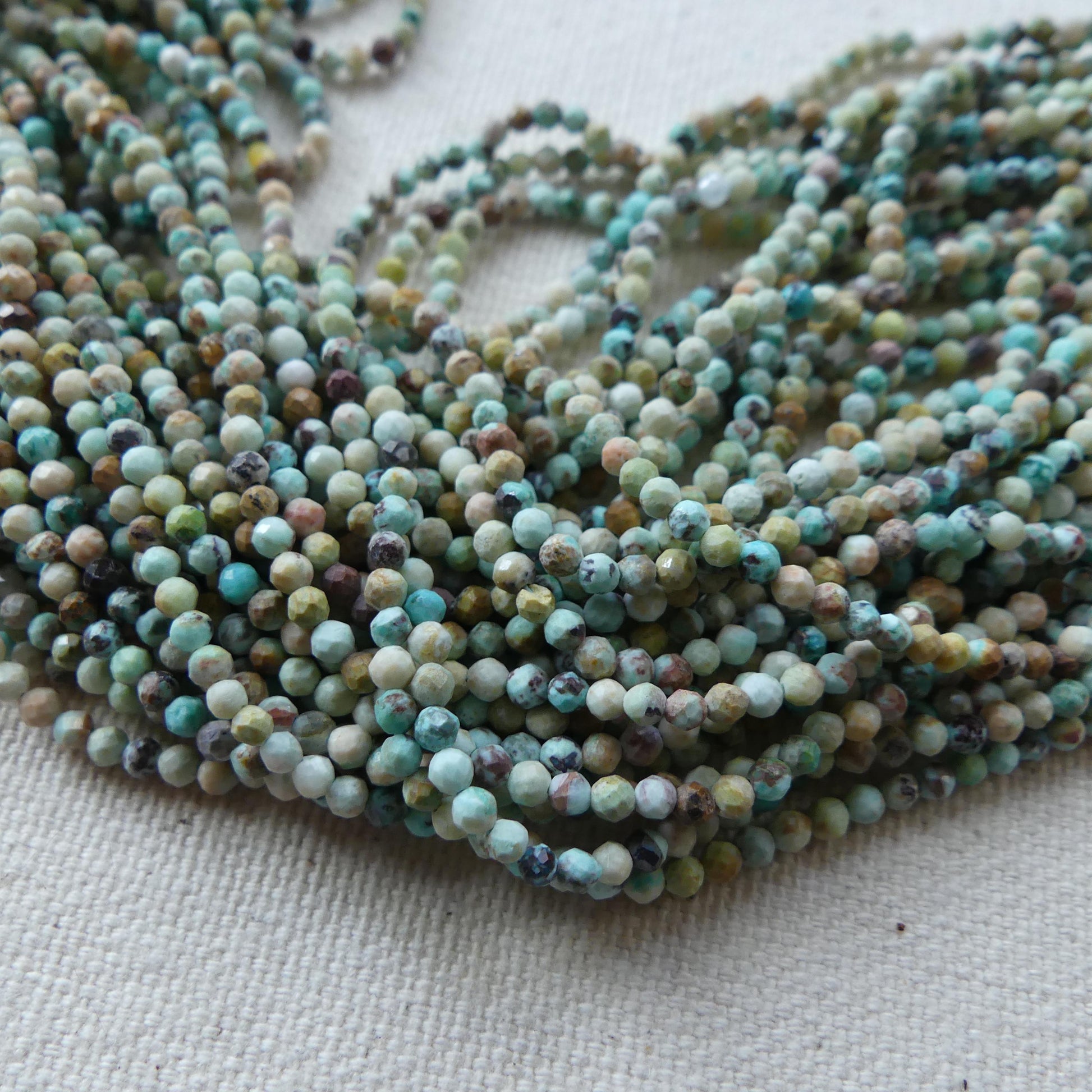 2mm Peruvian Turquoise Faceted Beads 15" Peru Turquoise Genuine Gemstone Beads Jewelry Making Beading Craft Gift December Birthstone