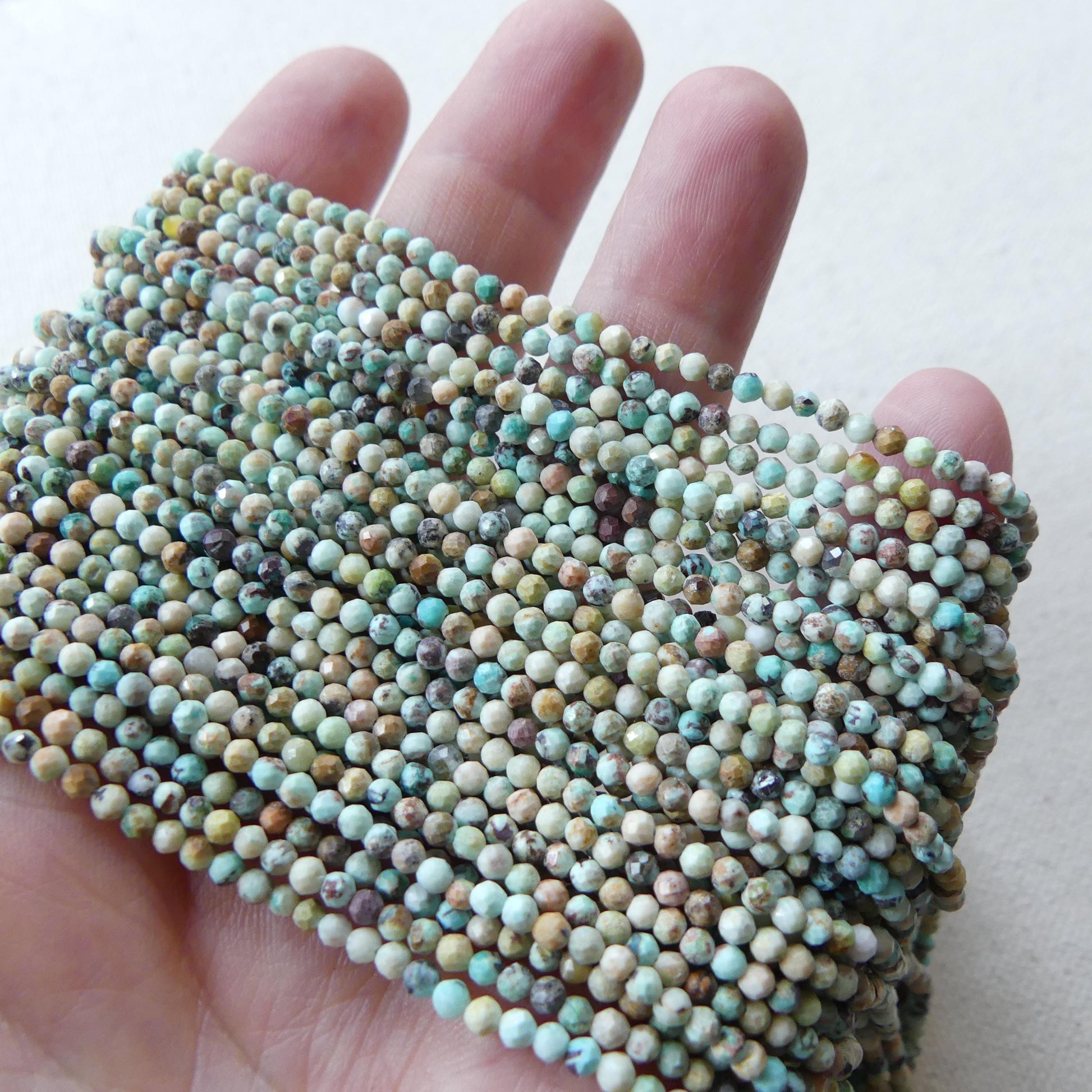2mm Peruvian Turquoise Faceted Beads 15" Peru Turquoise Genuine Gemstone Beads Jewelry Making Beading Craft Gift December Birthstone