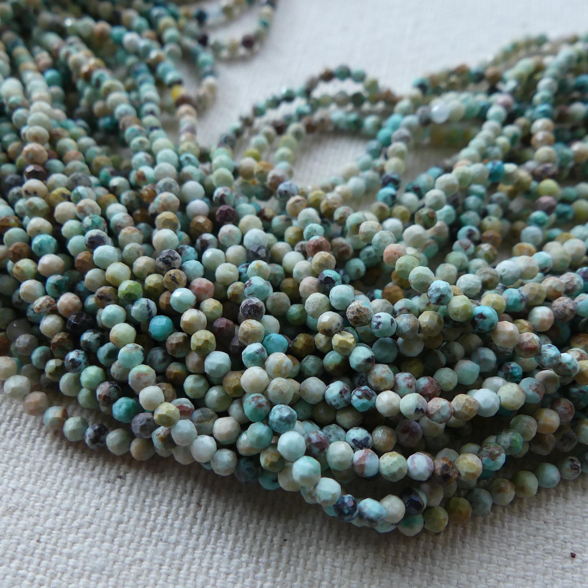 2mm Peruvian Turquoise Faceted Beads 15" Peru Turquoise Genuine Gemstone Beads Jewelry Making Beading Craft Gift December Birthstone