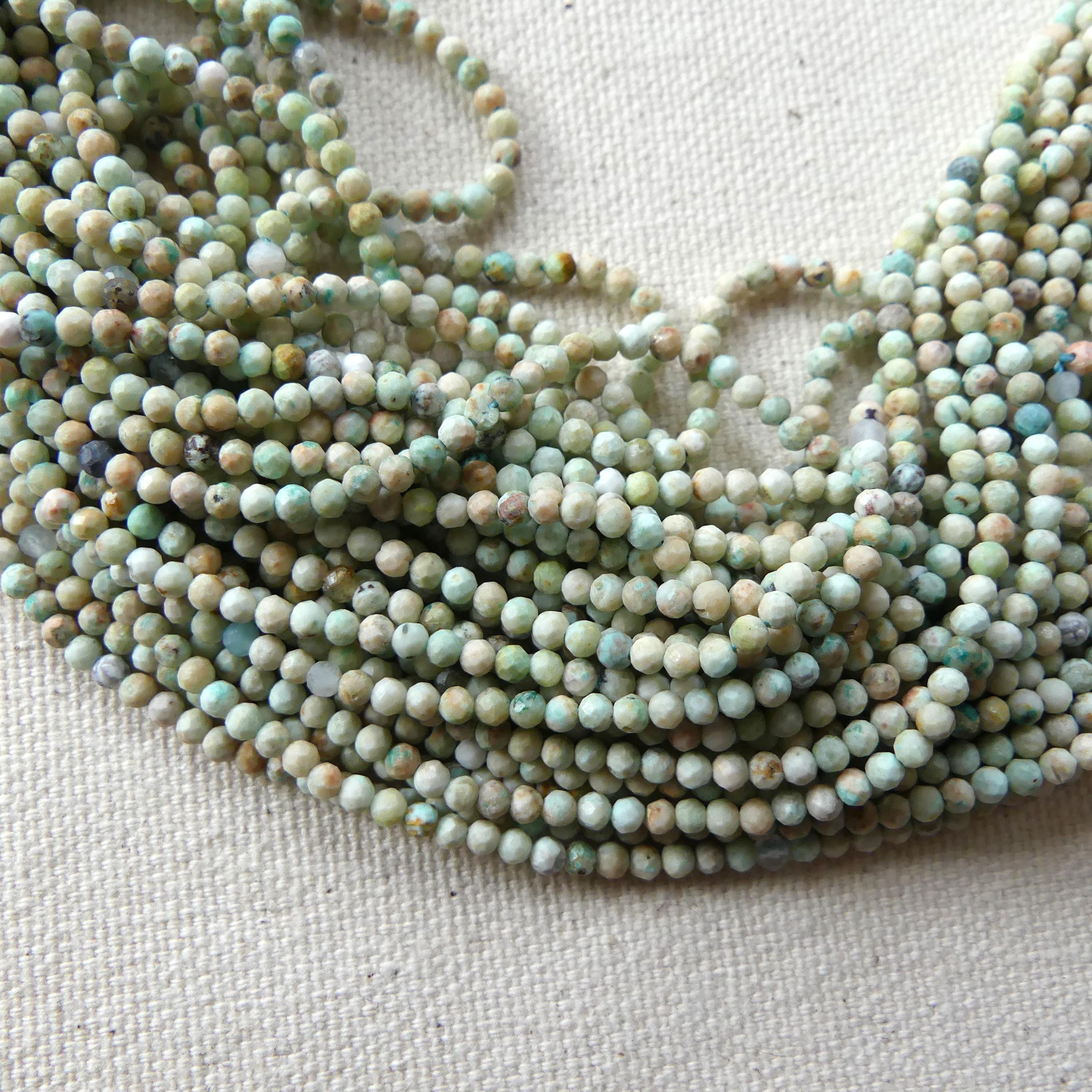 2.5mm Pale Peruvian Turquoise Faceted Beads 15" Peru Turquoise Genuine Gemstone Beads Jewelry Making Beading Craft Gift December Birthstone