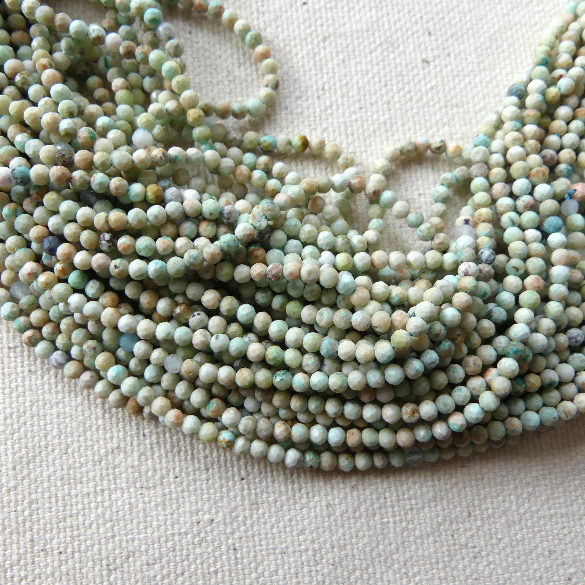 2.5mm Pale Peruvian Turquoise Faceted Beads 15" Peru Turquoise Genuine Gemstone Beads Jewelry Making Beading Craft Gift December Birthstone