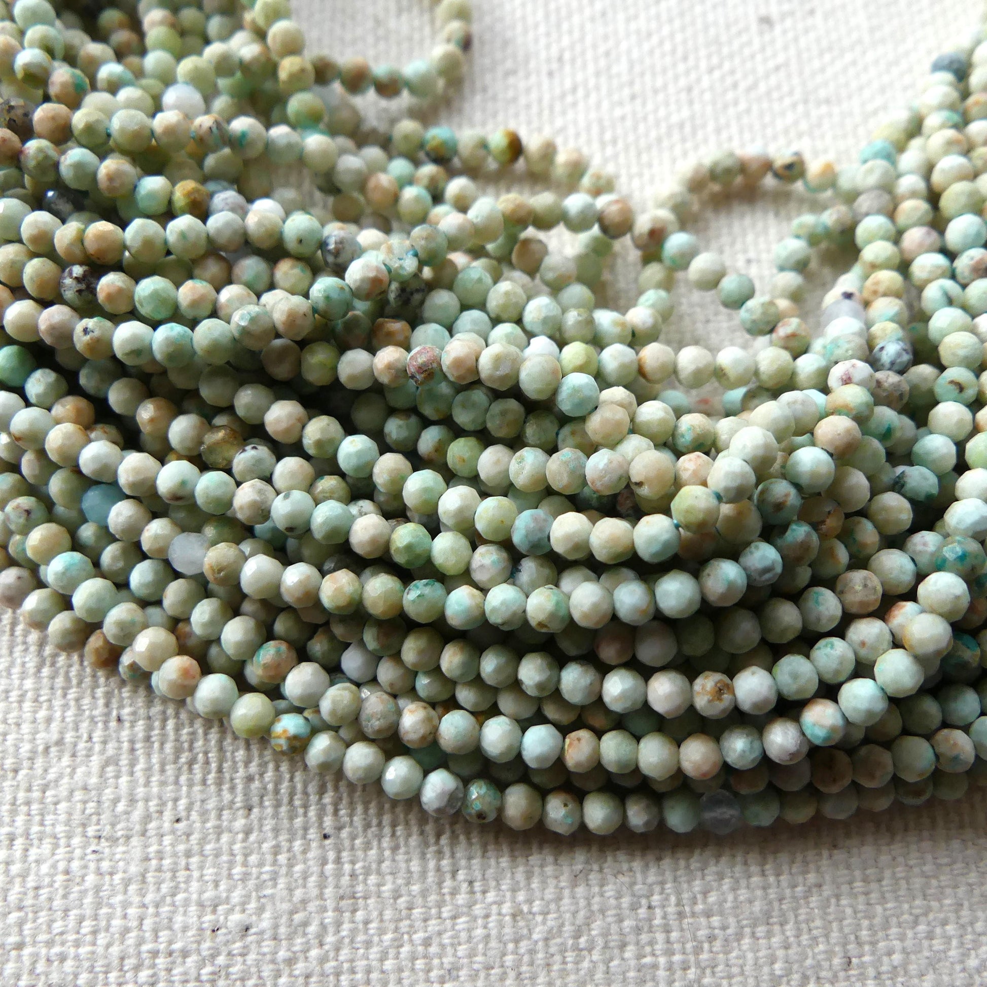 2.5mm Pale Peruvian Turquoise Faceted Beads 15" Peru Turquoise Genuine Gemstone Beads Jewelry Making Beading Craft Gift December Birthstone