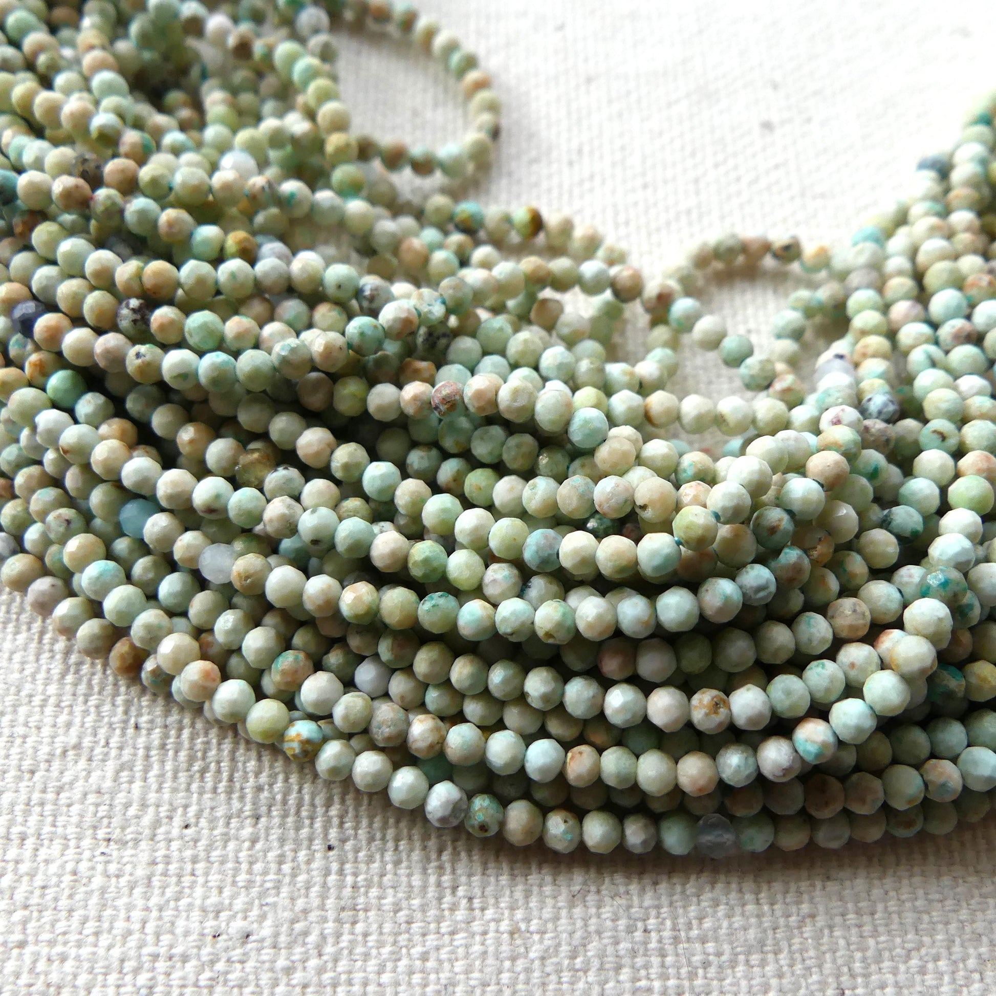 2.5mm Pale Peruvian Turquoise Faceted Beads 15" Peru Turquoise Genuine Gemstone Beads Jewelry Making Beading Craft Gift December Birthstone